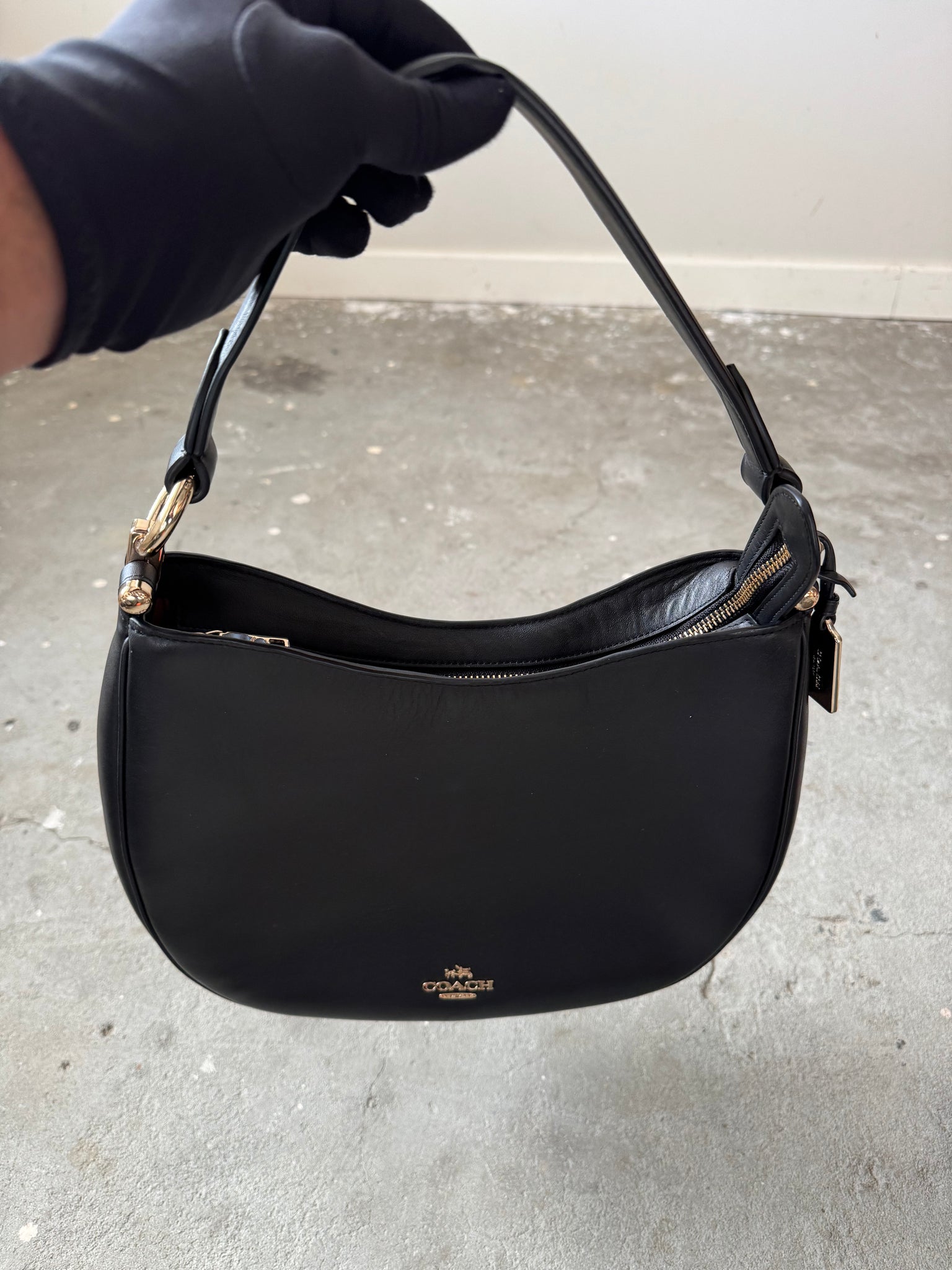 Coach Normad Hobo Leather Shoulder Bag Black