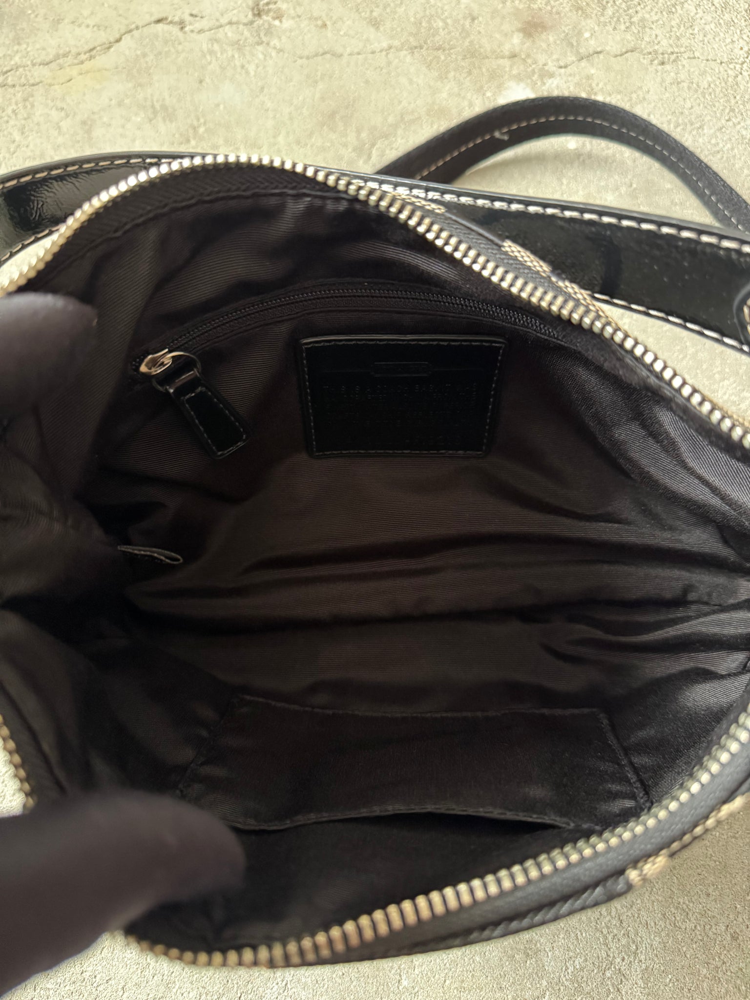 Coach 2Way Signature Strip Shoulder Bag Grey/Black