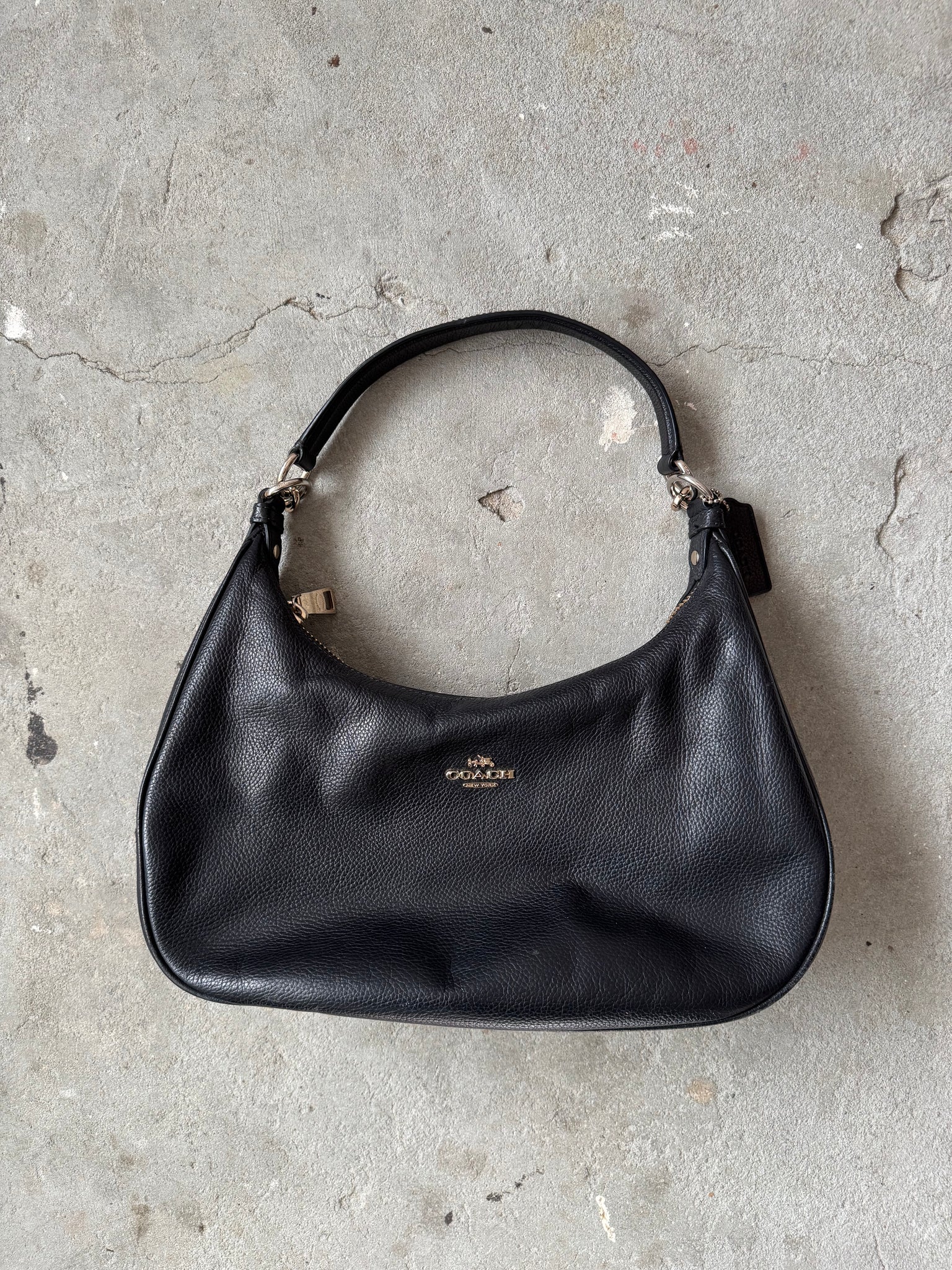 Coach 2Way Teri Hobo Leather Shoulder Bag Black