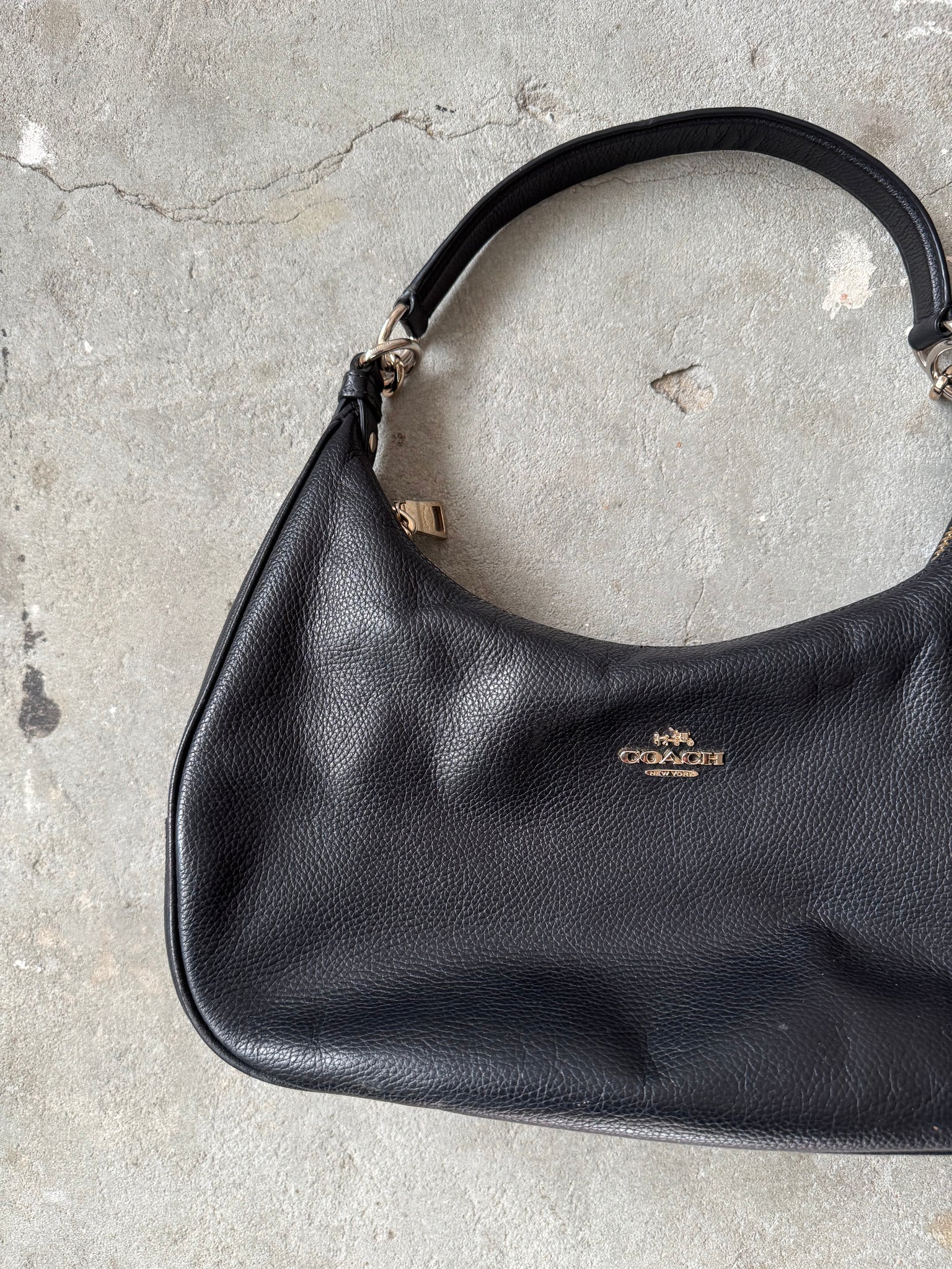 Coach 2Way Teri Hobo Leather Shoulder Bag Black