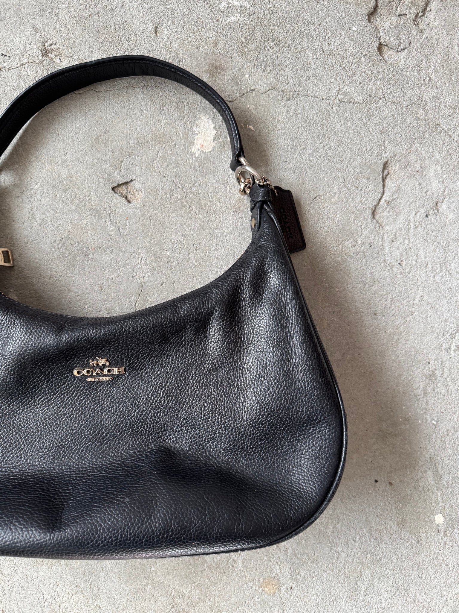 Coach 2Way Teri Hobo Leather Shoulder Bag Black