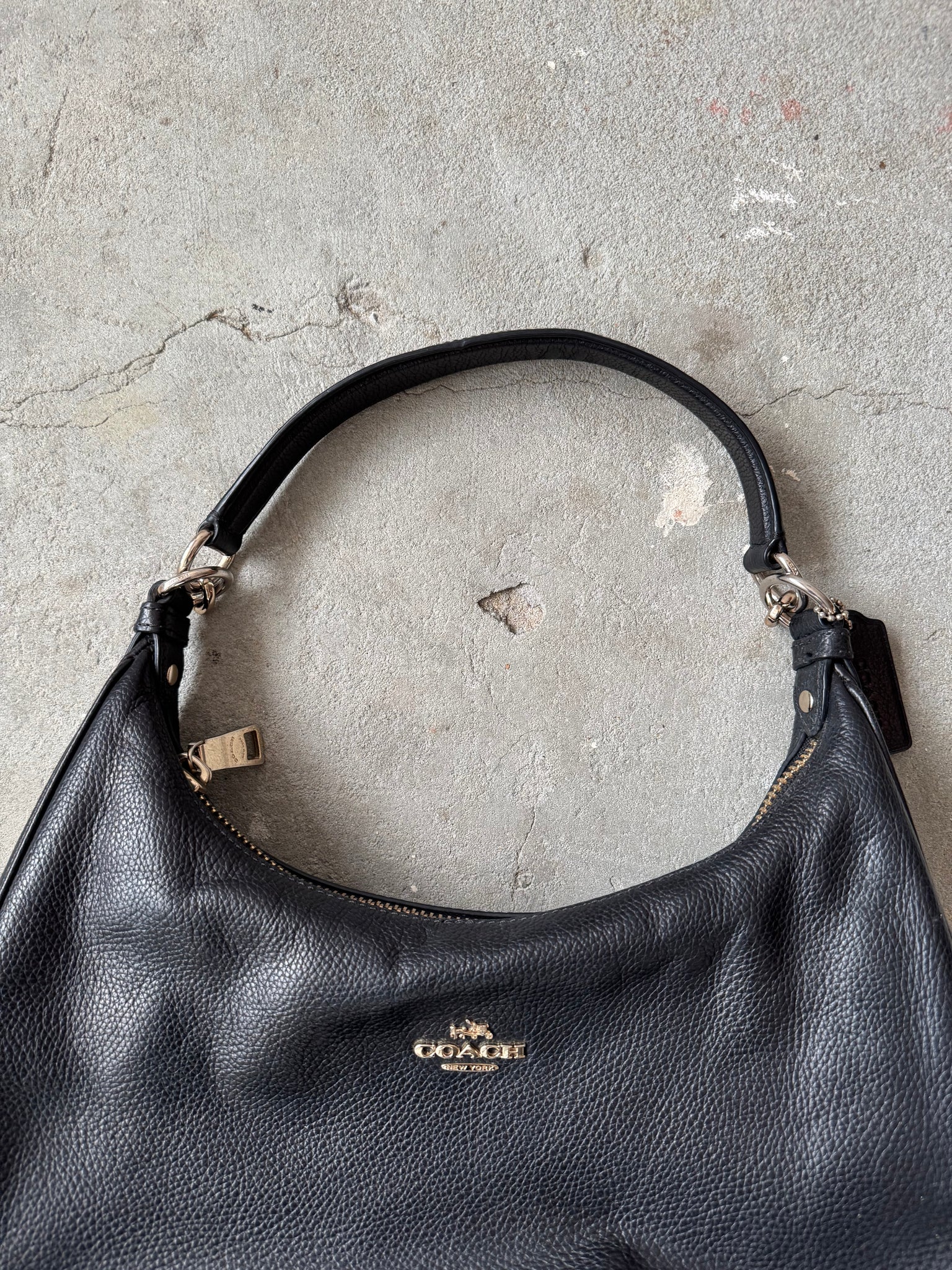Coach 2Way Teri Hobo Leather Shoulder Bag Black