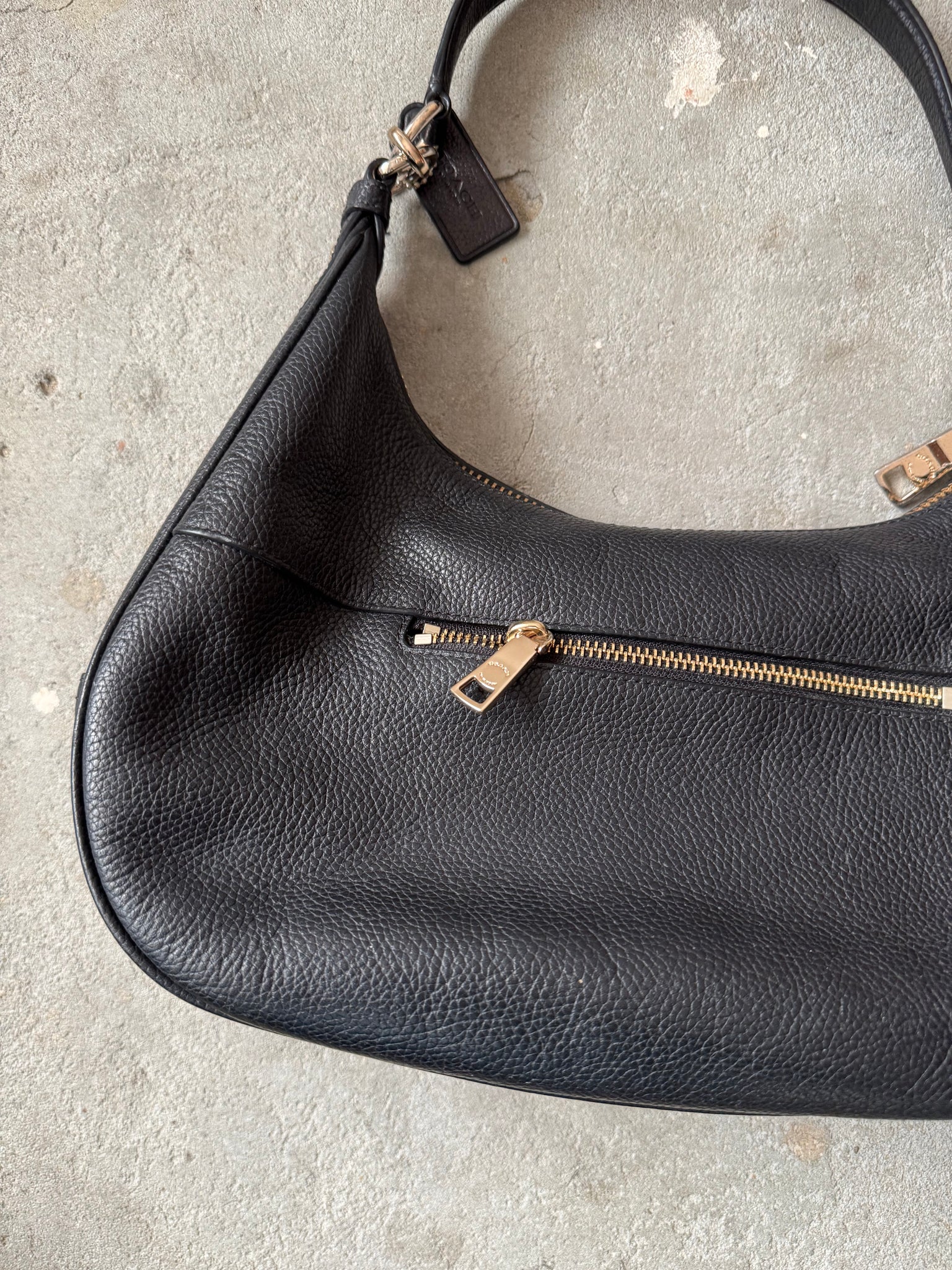 Coach 2Way Teri Hobo Leather Shoulder Bag Black