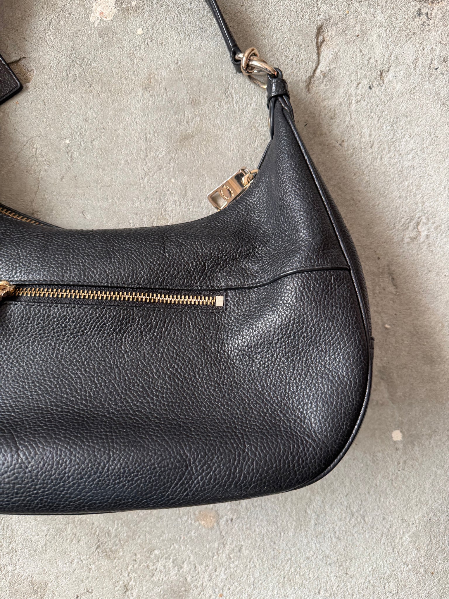 Coach 2Way Teri Hobo Leather Shoulder Bag Black