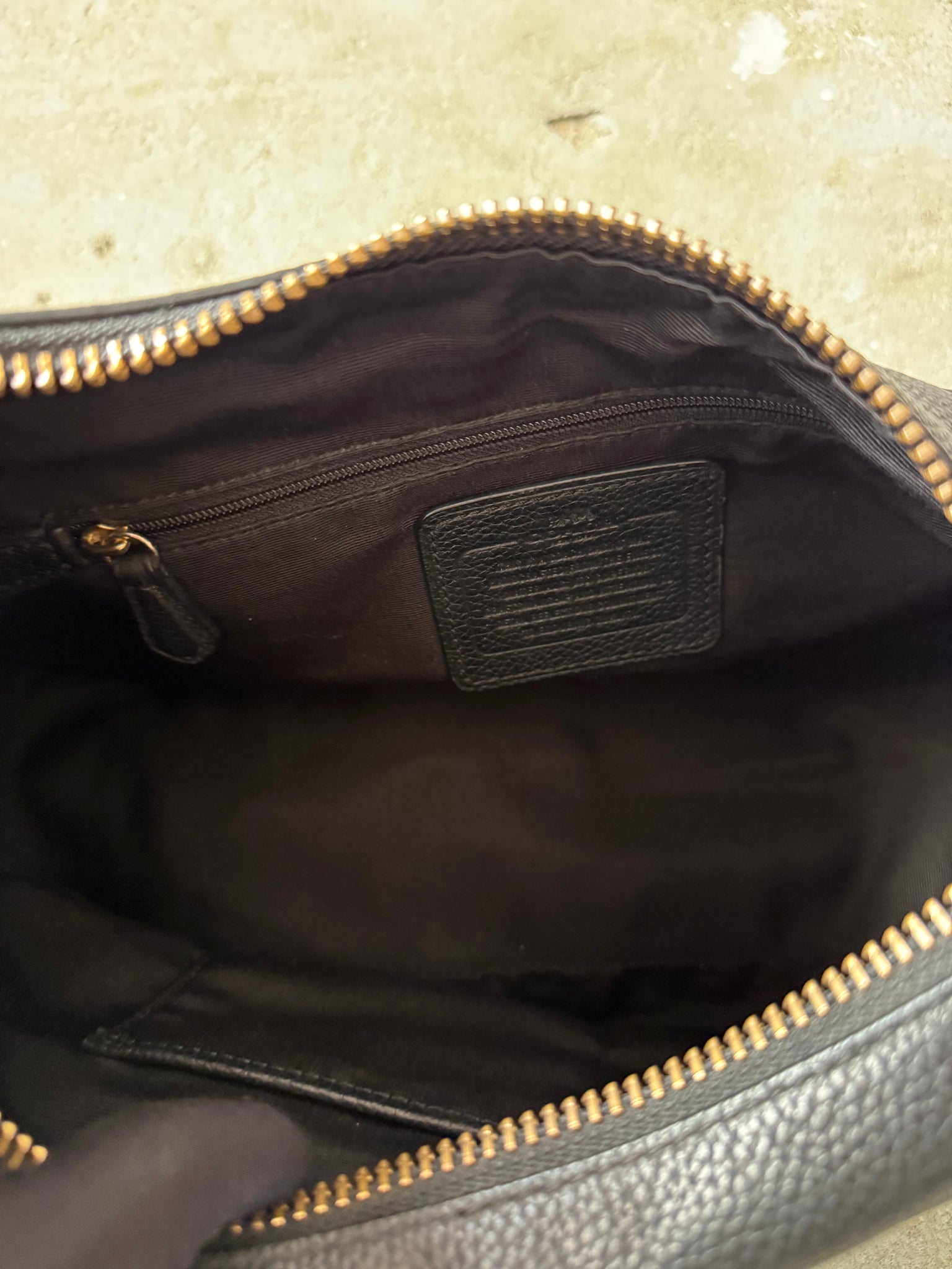 Coach 2Way Teri Hobo Leather Shoulder Bag Black