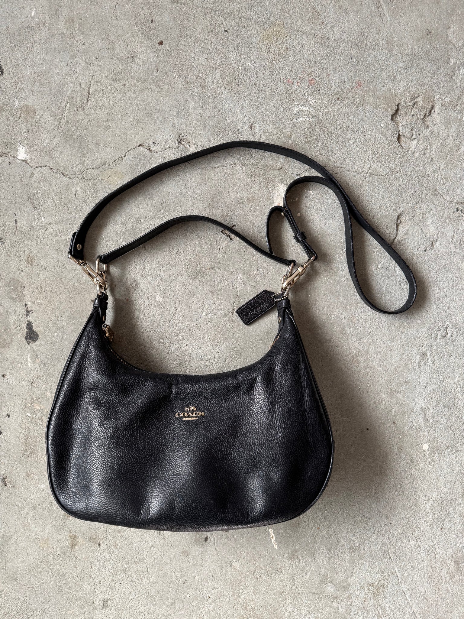 Coach 2Way Teri Hobo Leather Shoulder Bag Black