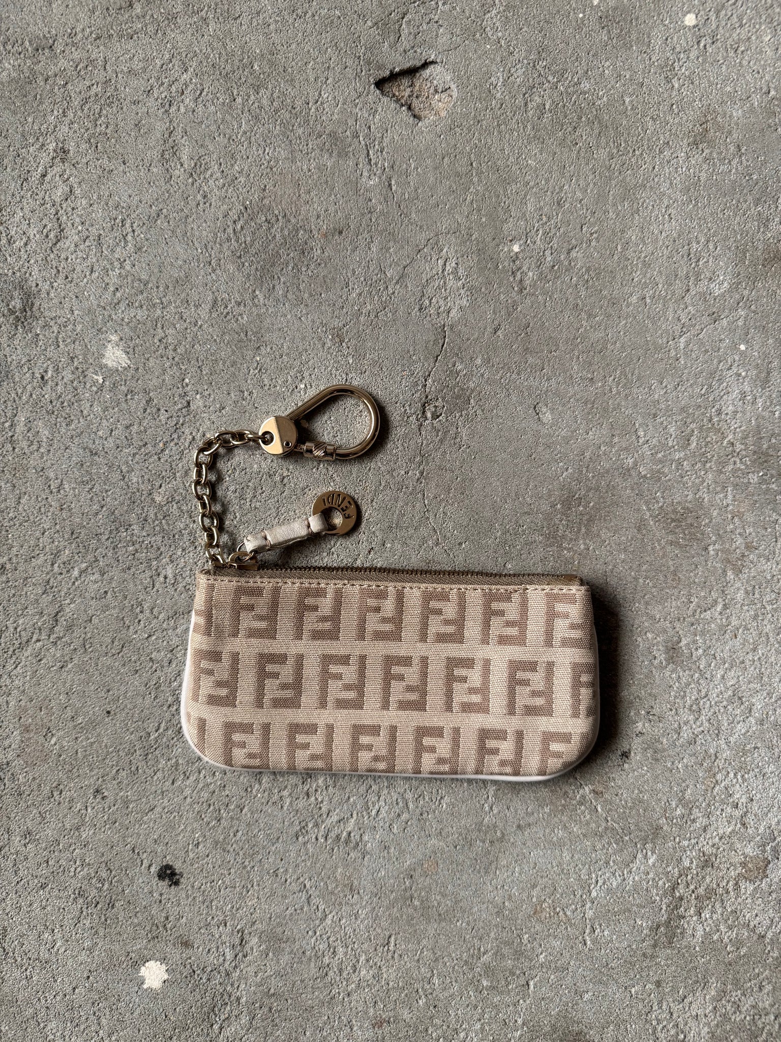 Fendi FF Zucca Coin Purse Beige/White