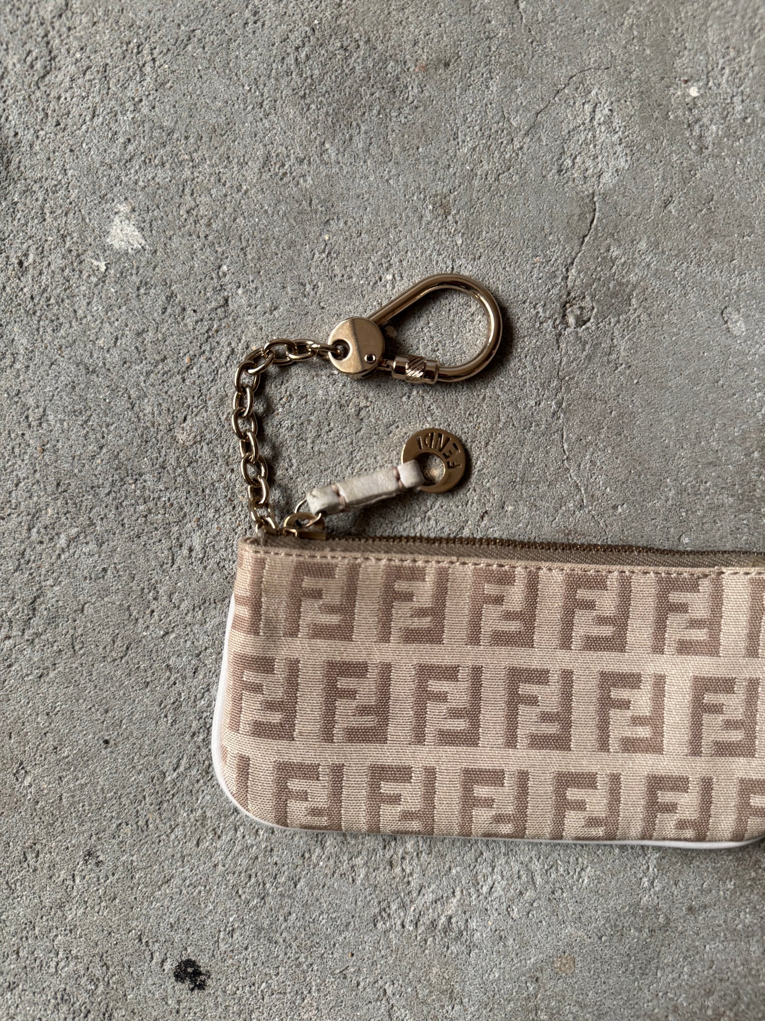 Fendi FF Zucca Coin Purse Beige/White