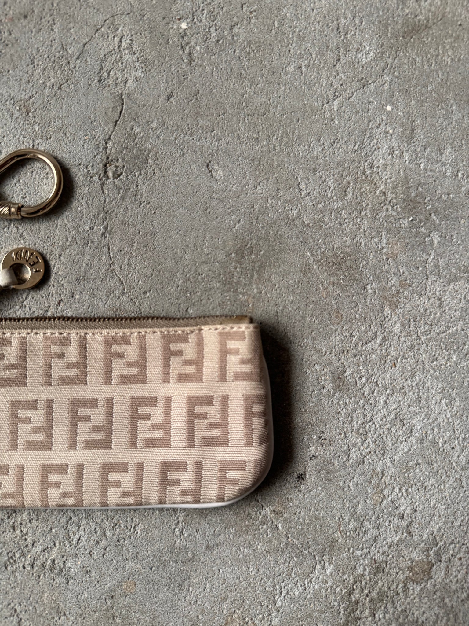 Fendi FF Zucca Coin Purse Beige/White