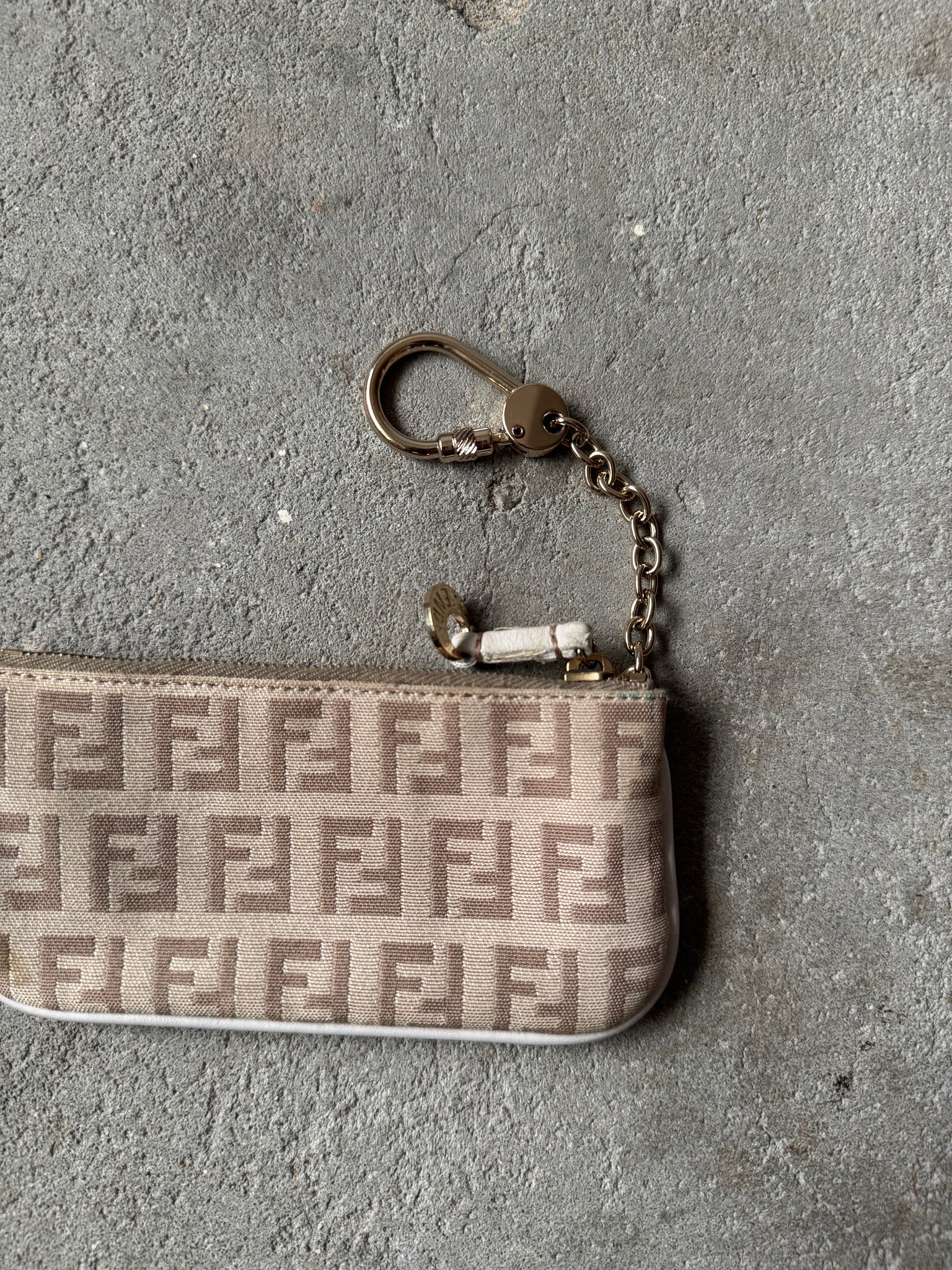 Fendi FF Zucca Coin Purse Beige/White