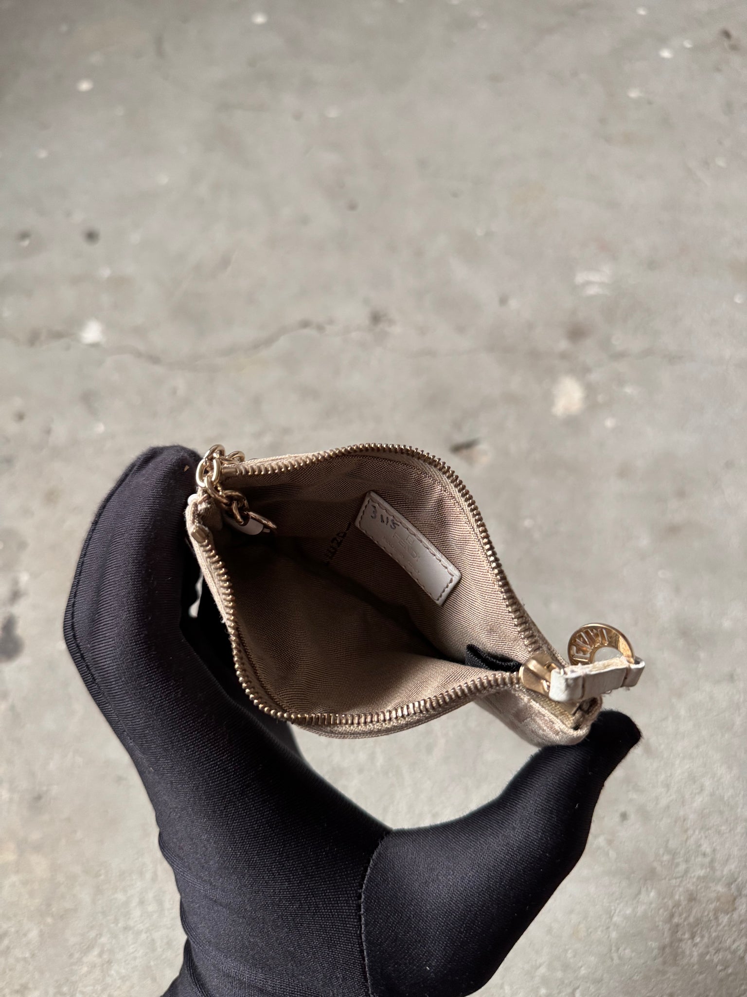 Fendi FF Zucca Coin Purse Beige/White