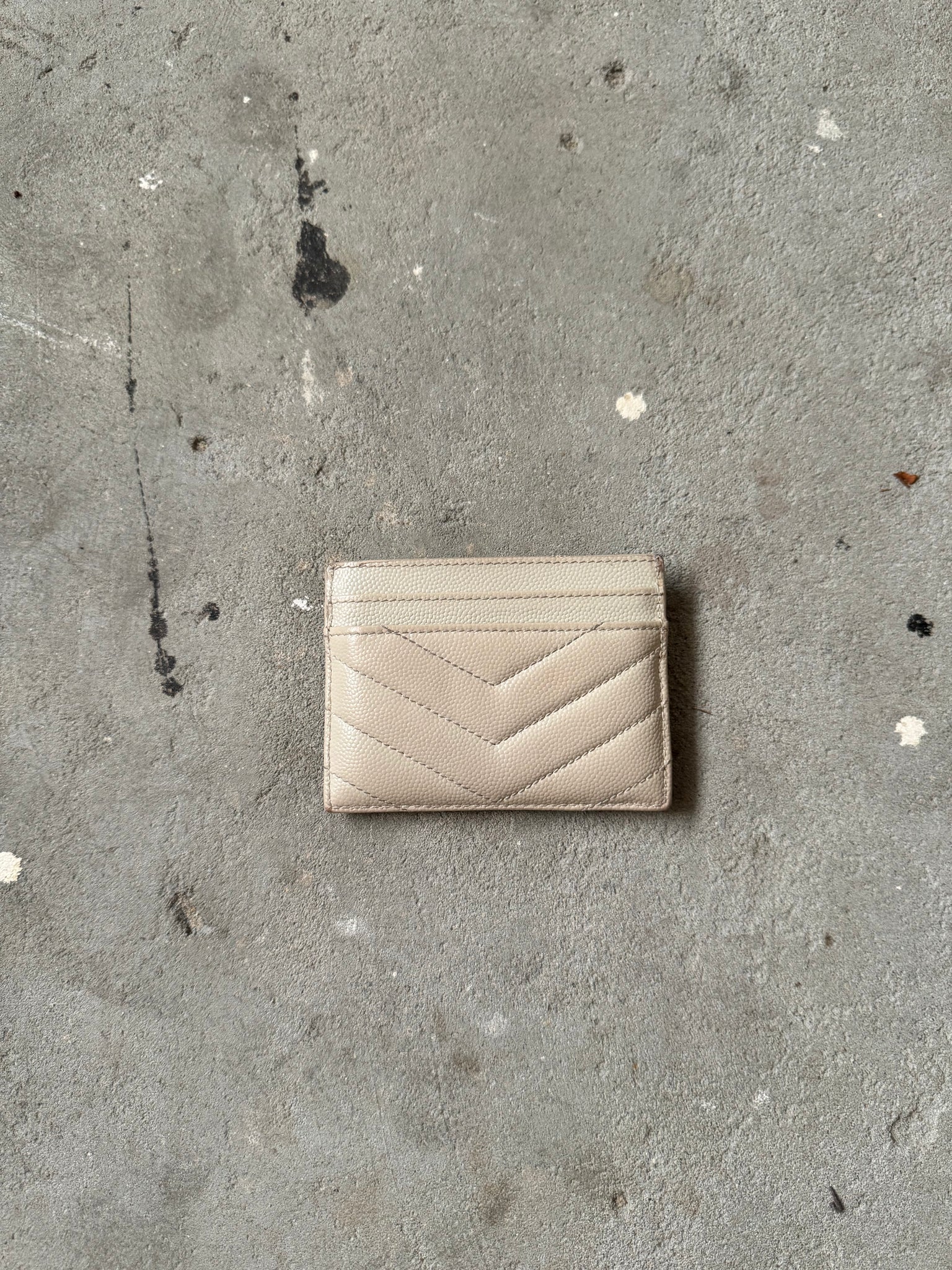 Saint Laurent Cassandre Matelassé Card Case Cream