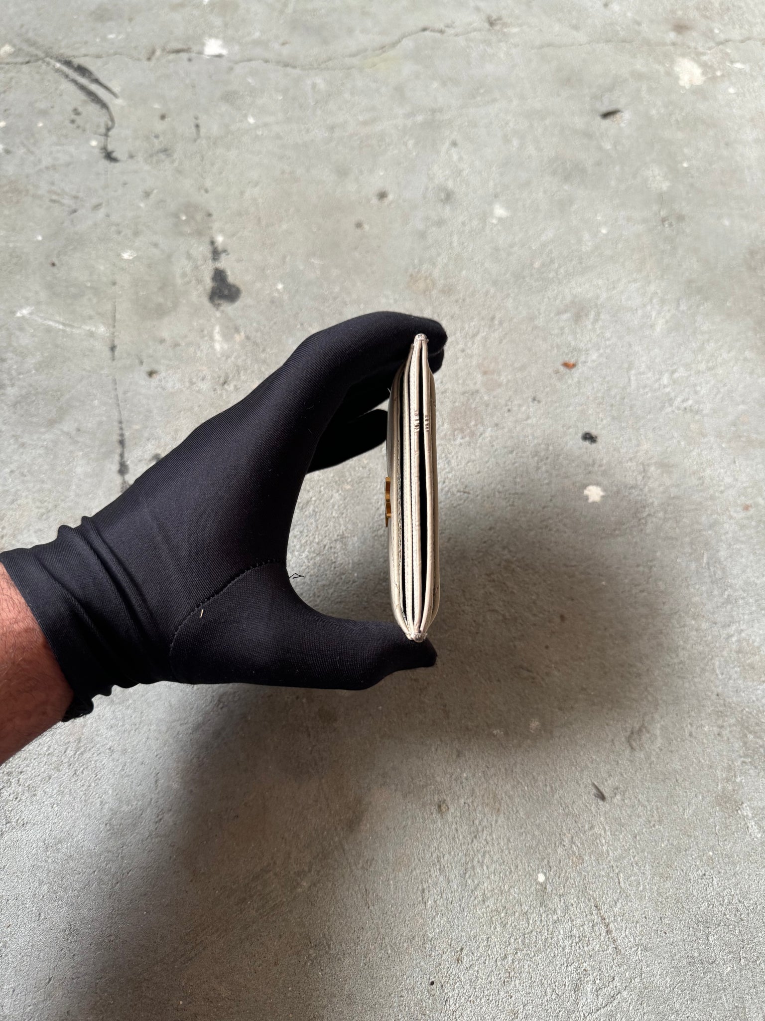 Saint Laurent Cassandre Matelassé Card Case Cream
