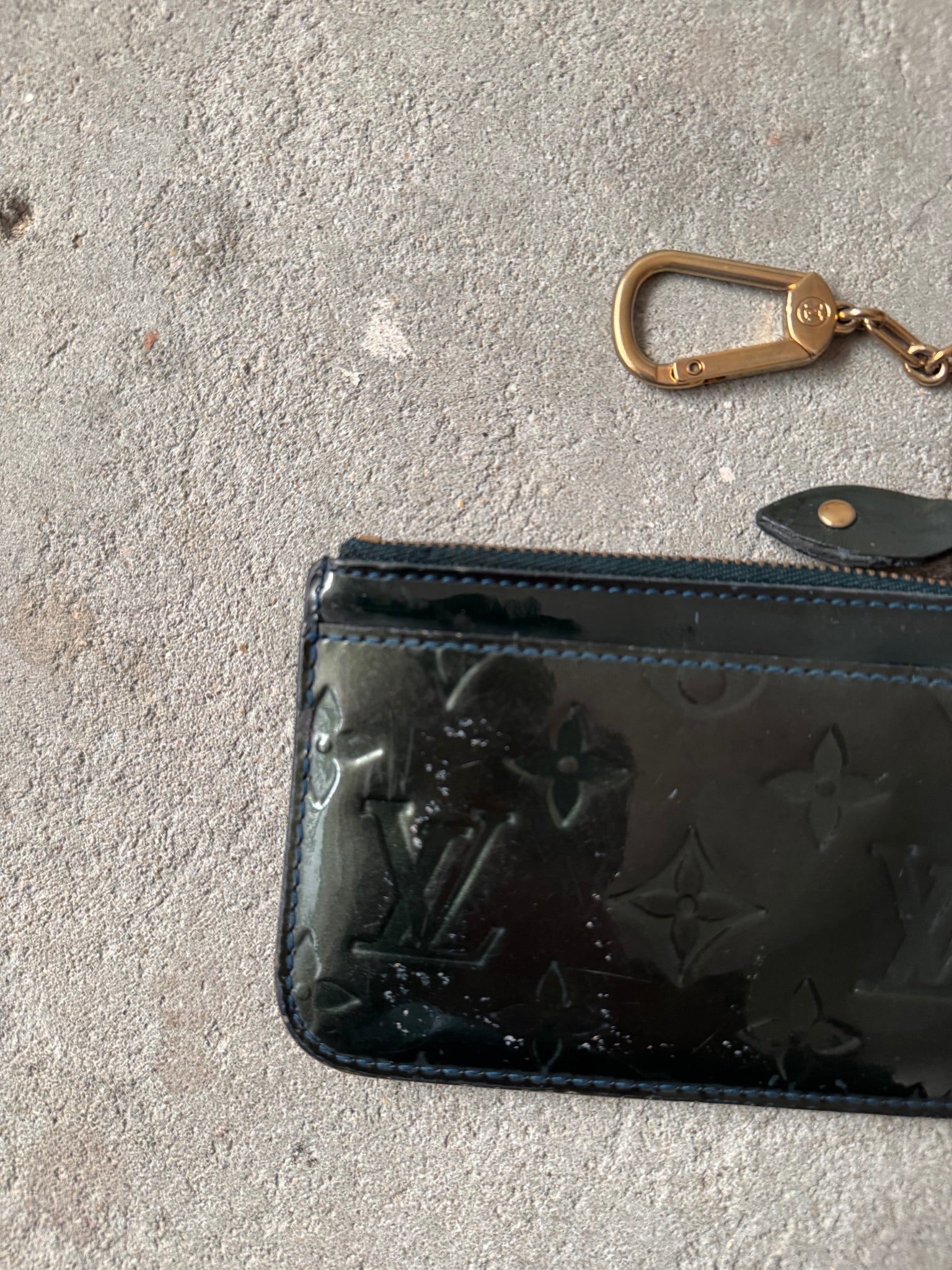 Louis Vuitton Vernis Pochette Coin Case Green