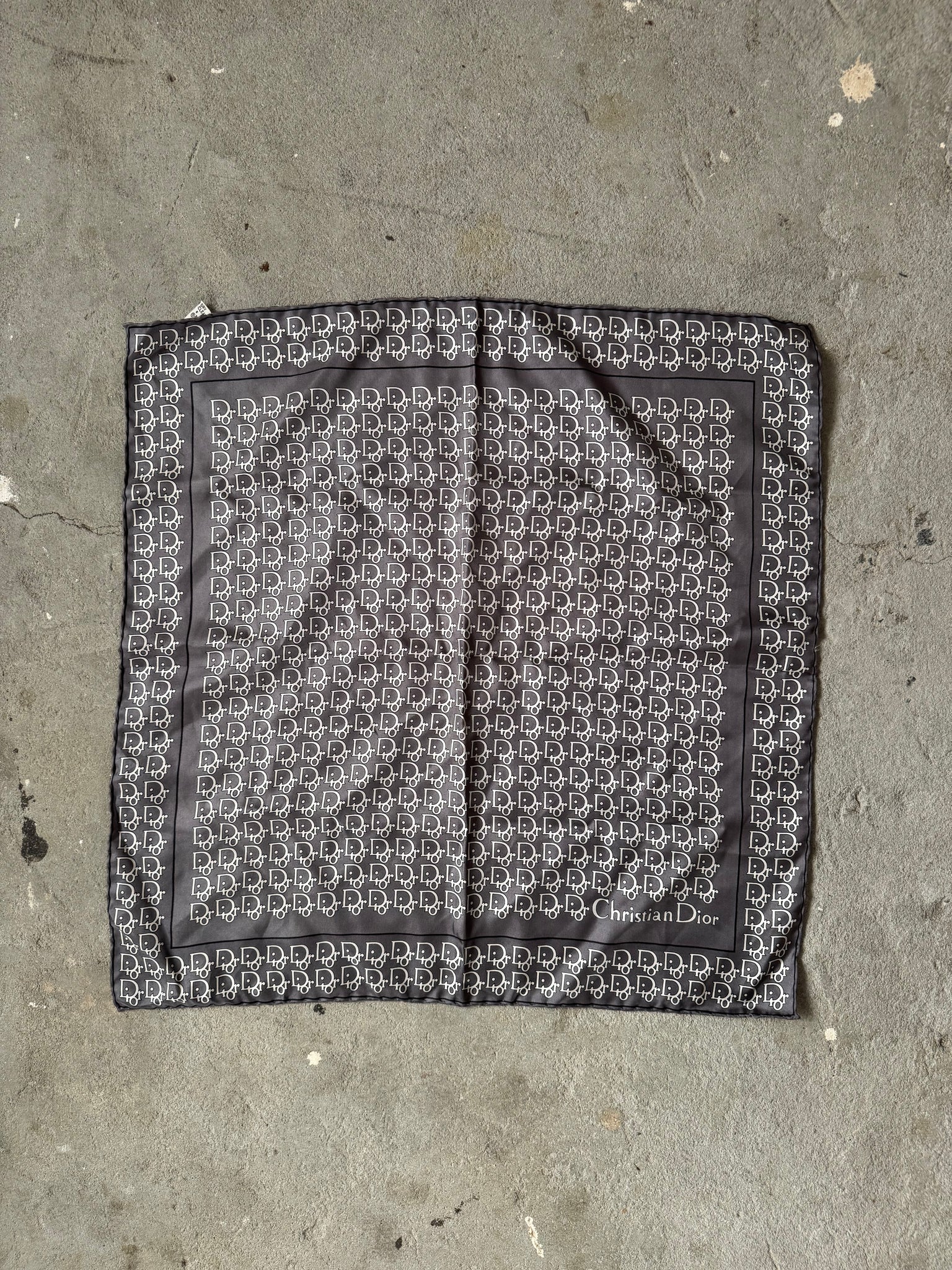 Dior Trotter Logo Silk Scarf Grey