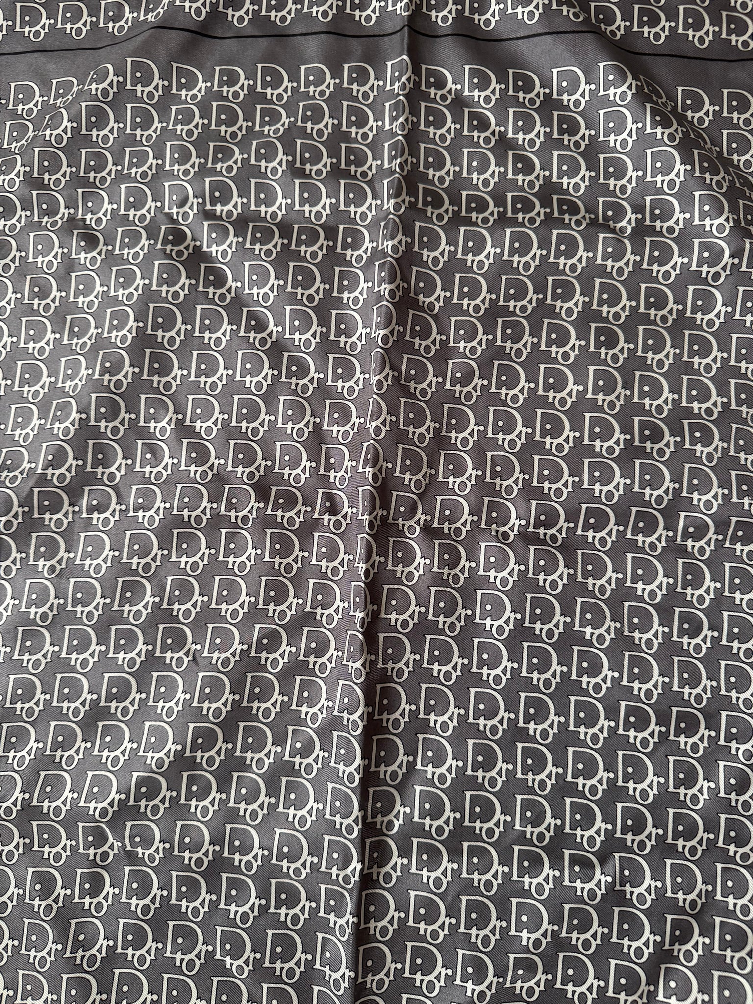 Dior Trotter Logo Silk Scarf Grey