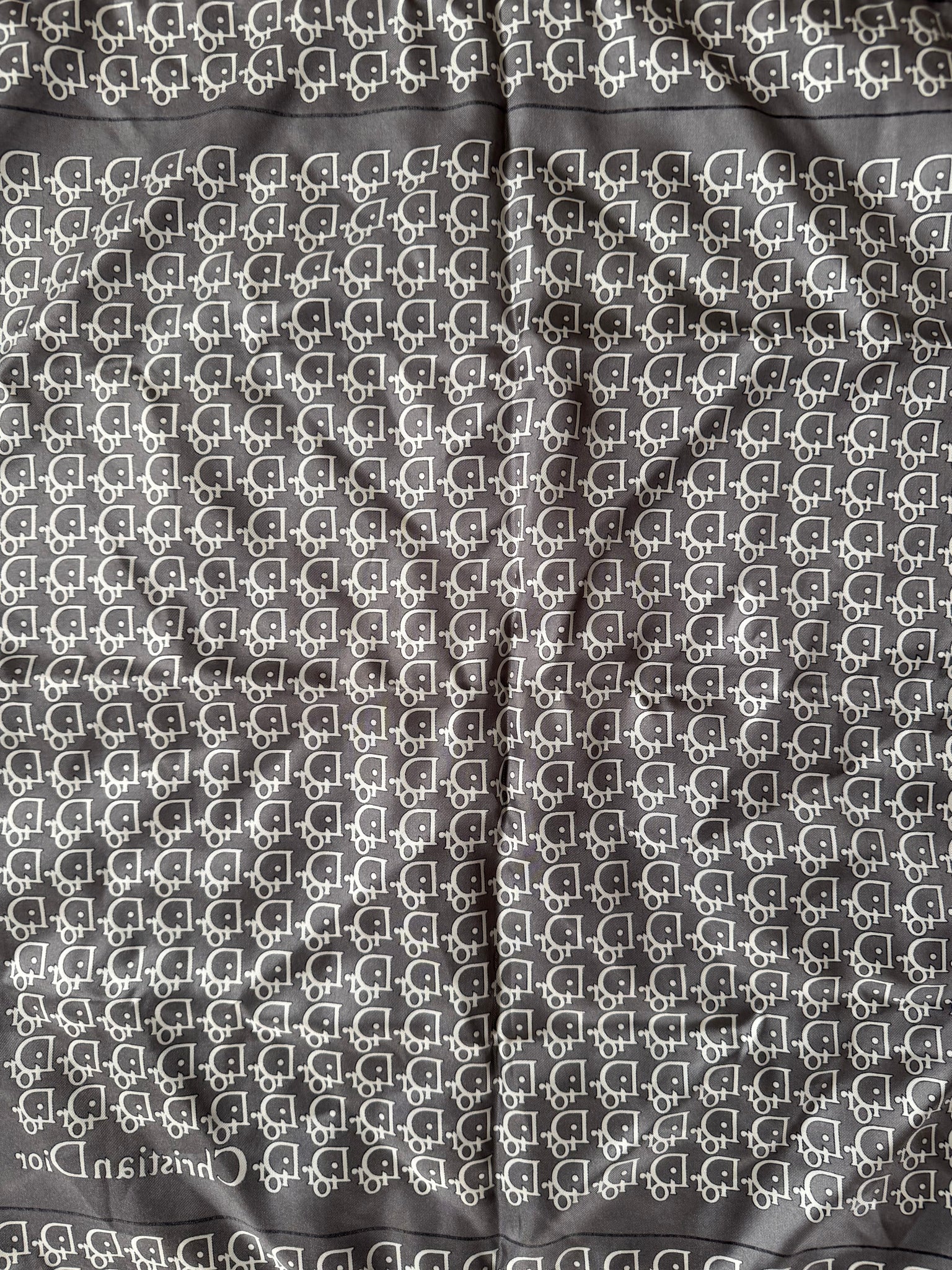Dior Trotter Logo Silk Scarf Grey