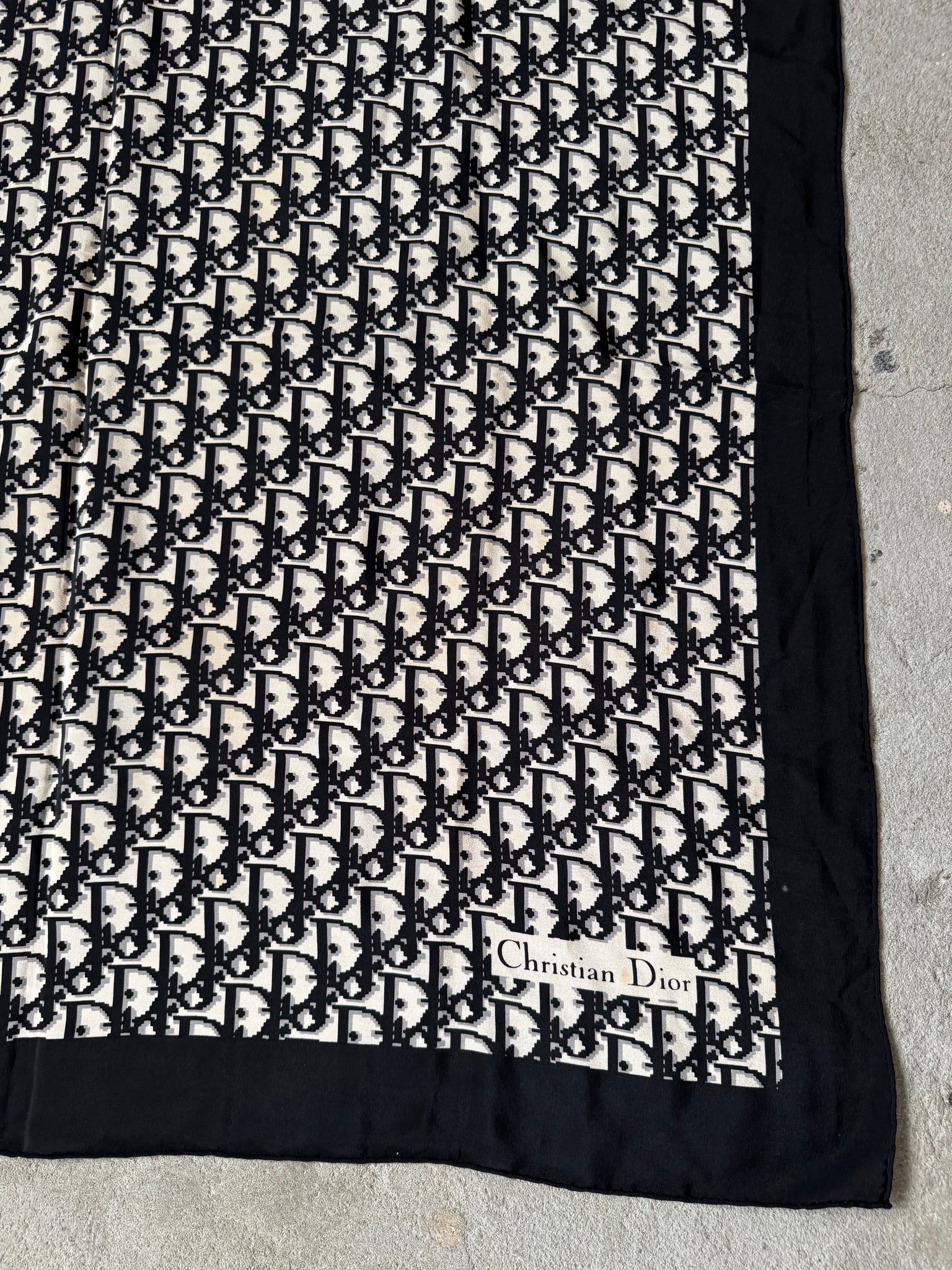 Dior Monogram Silk Scarf Black