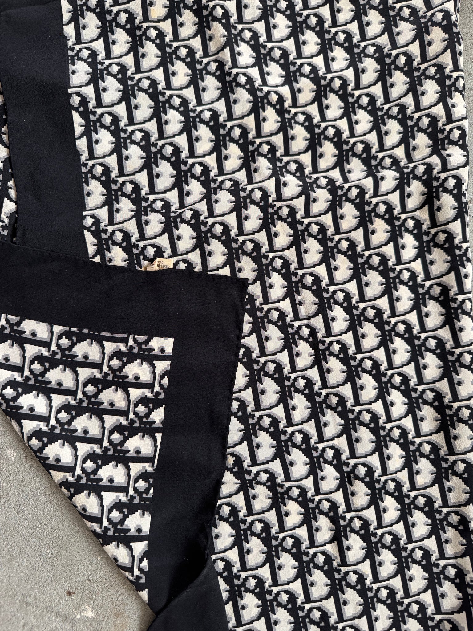 Dior Monogram Silk Scarf Black