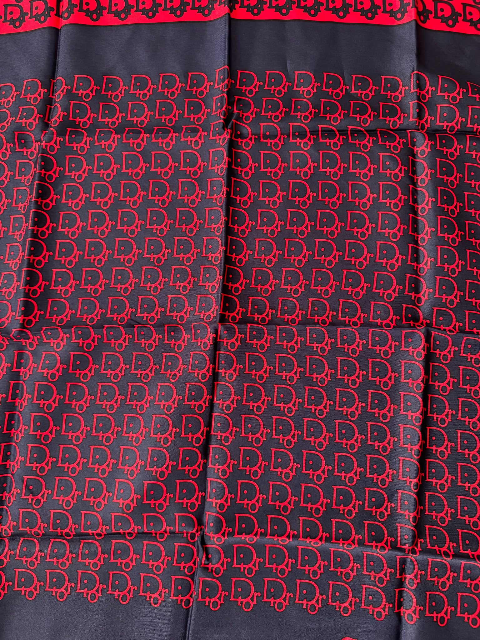 Dior Monogram Logo Silk Scarf Red/Navy
