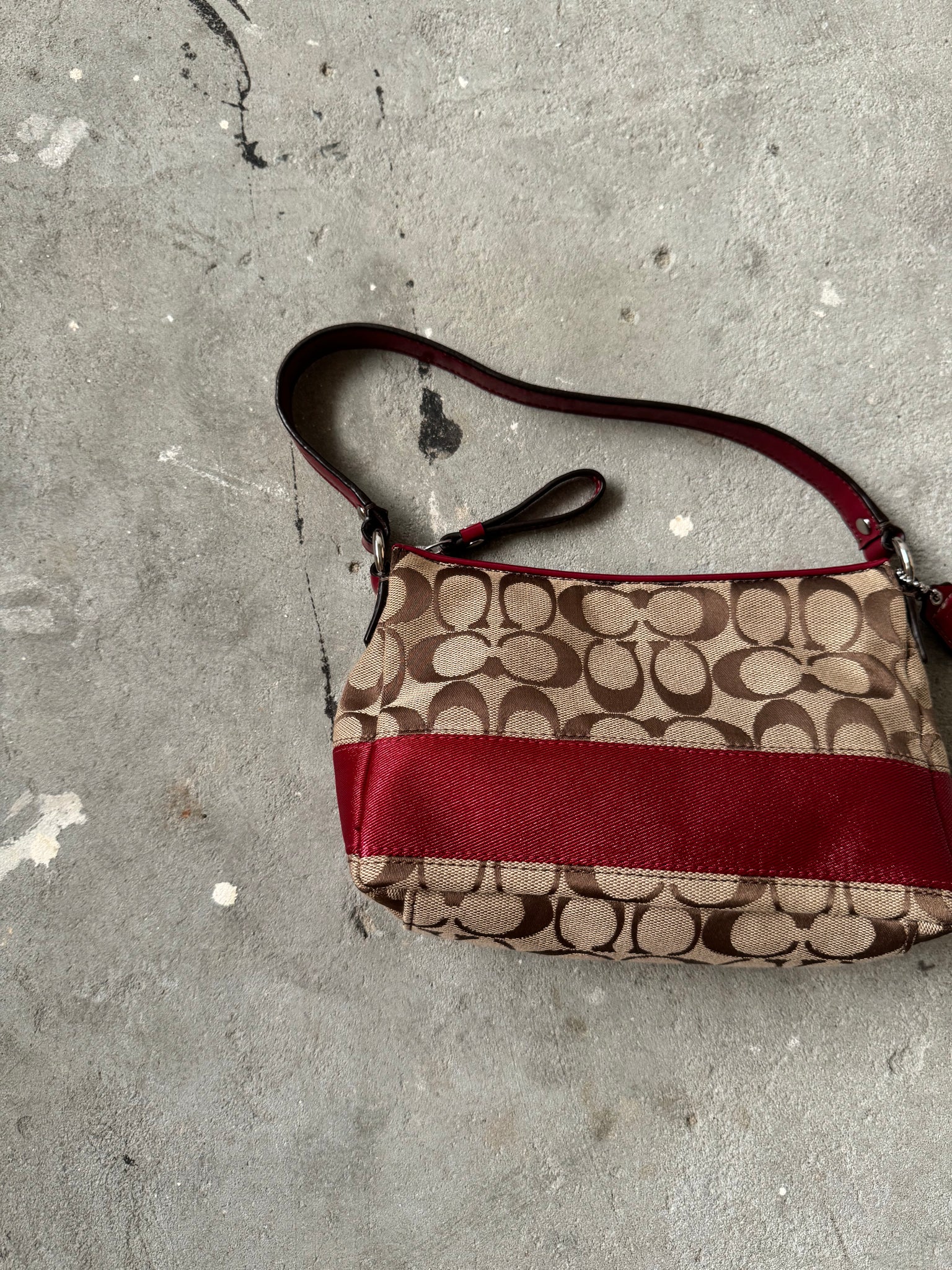 Coach Signature Red Stripe Shoulder Bag