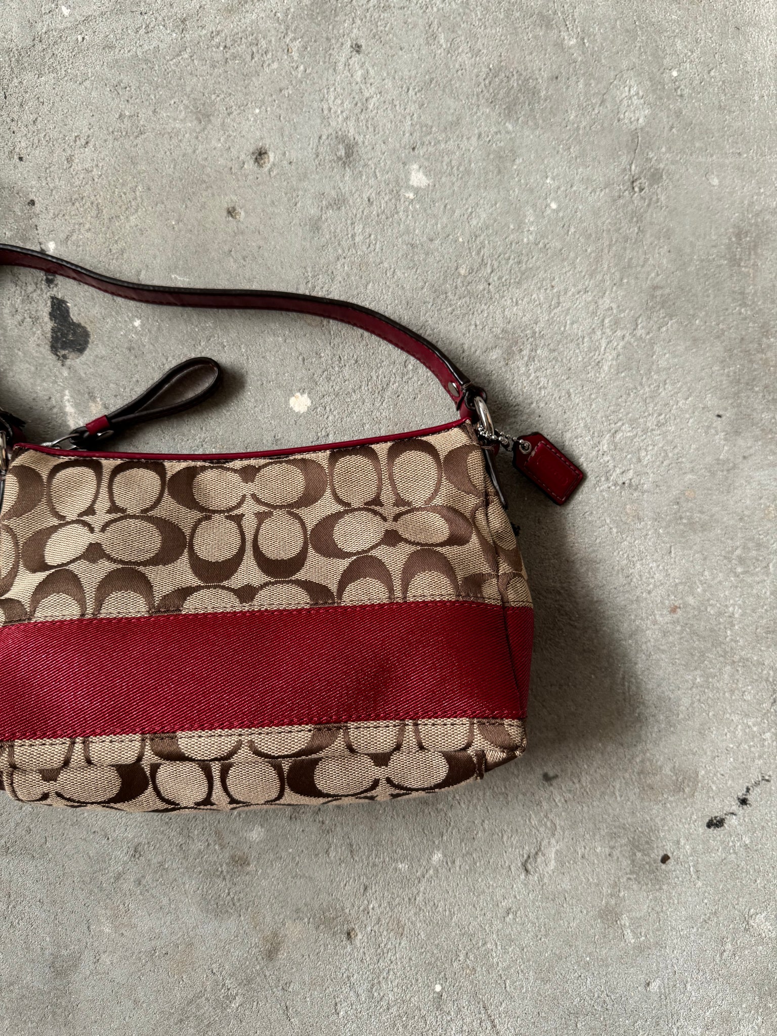 Coach Signature Red Stripe Shoulder Bag
