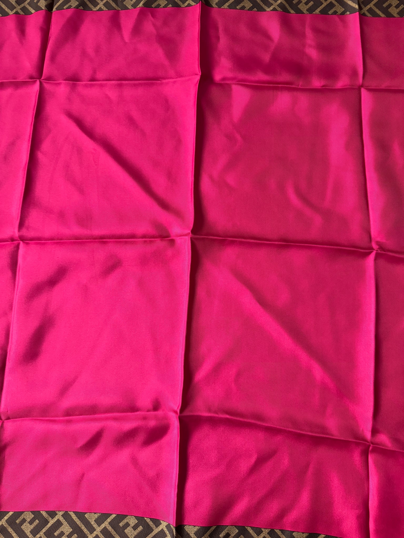 Fendi Zucca Print Silk Scarf Brown/Pink
