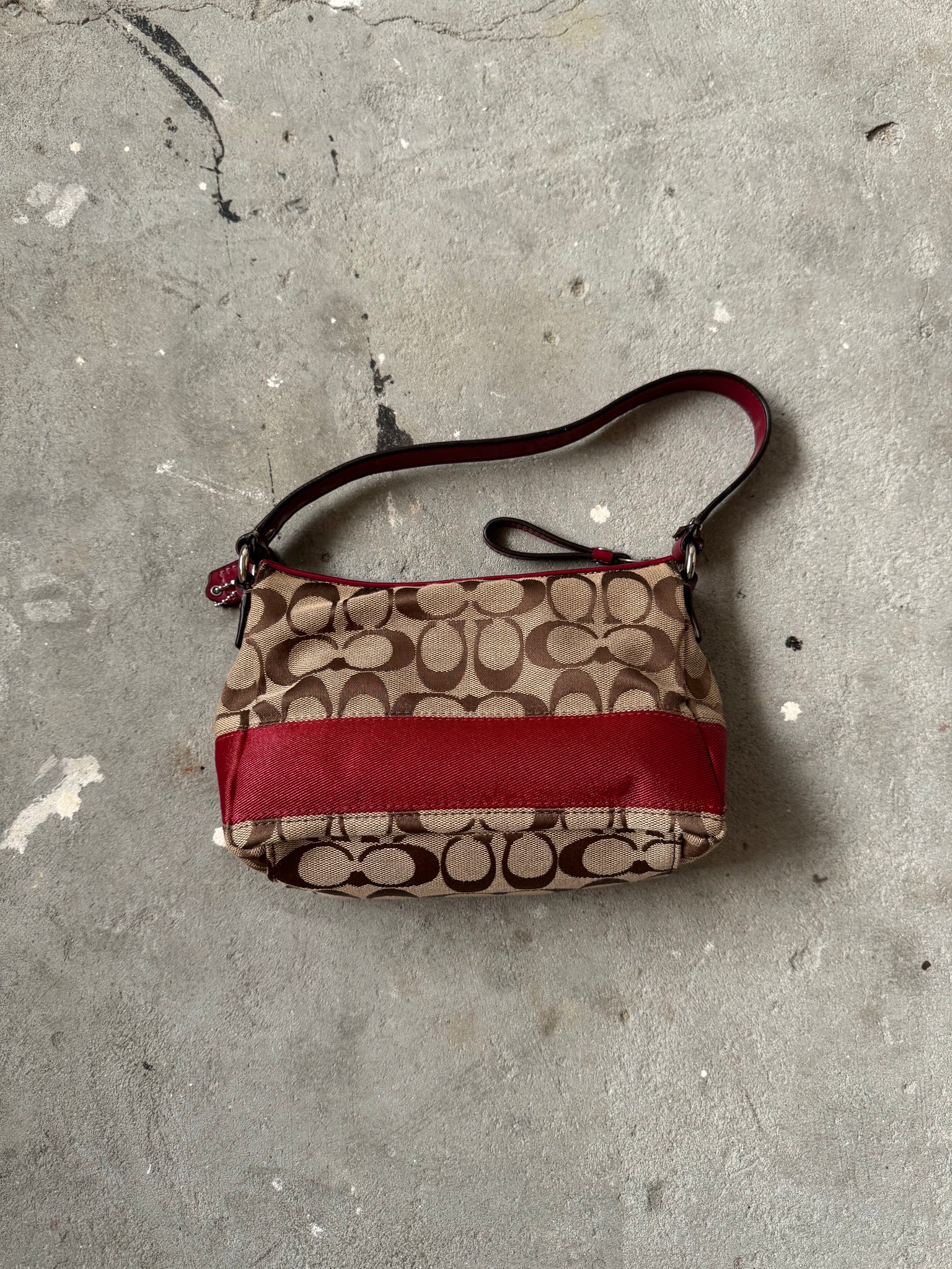 Coach Signature Red Stripe Shoulder Bag