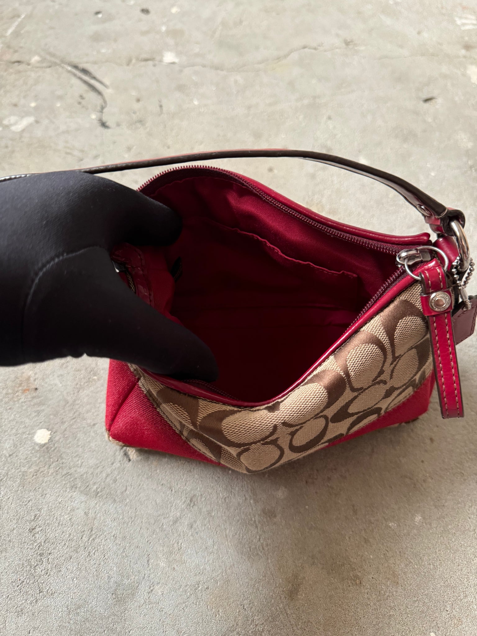 Coach Signature Red Stripe Shoulder Bag