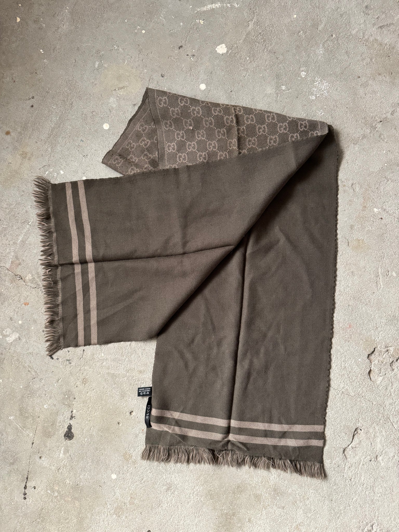Gucci GG Monogram Wool Scarf Grey