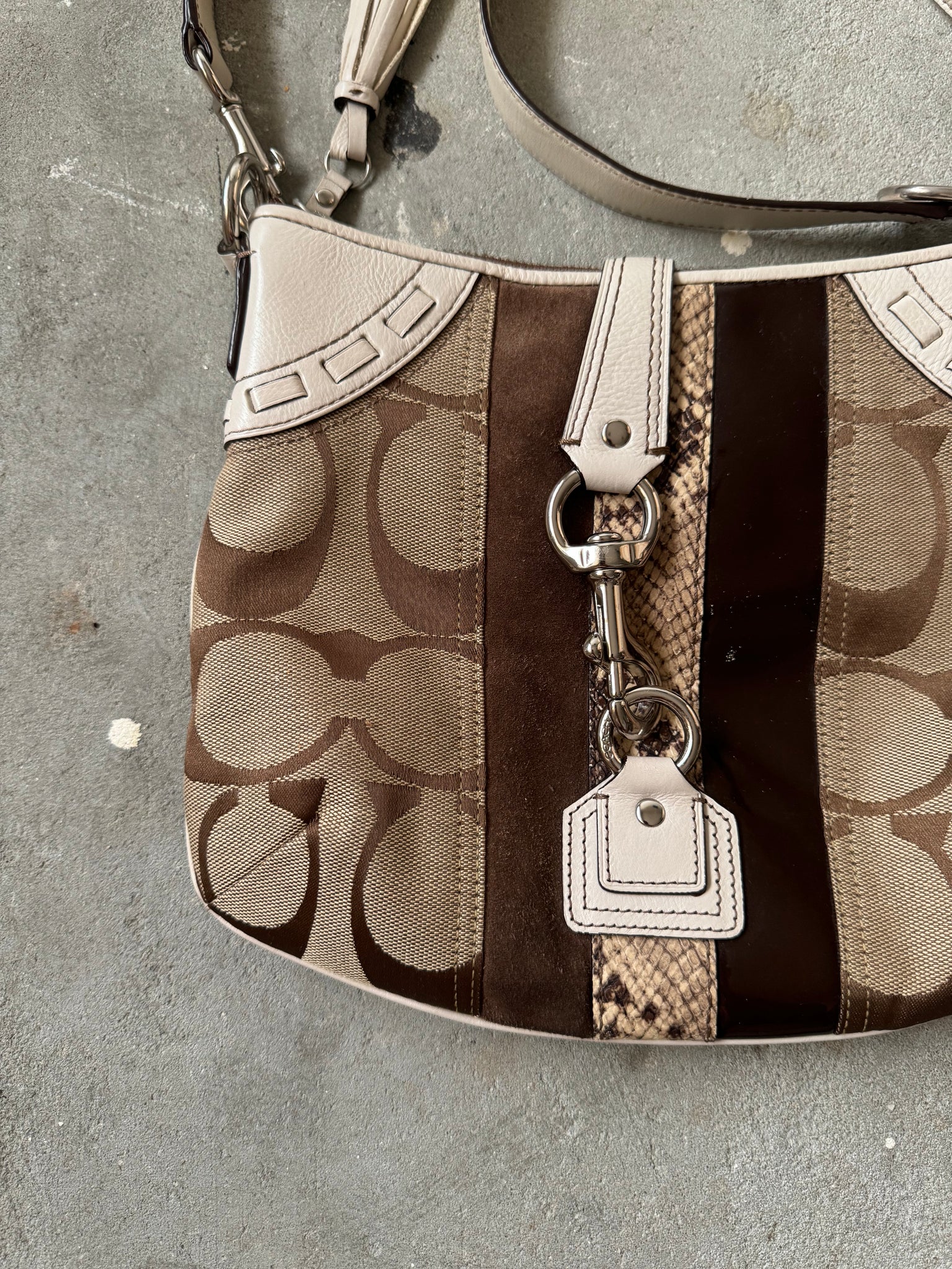 Coach 2Way Signature Python Stripe Hand Bag