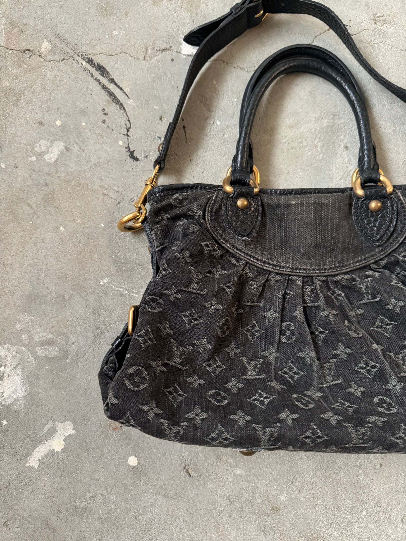 Louis Vuitton Monogram Neo Cabby GM Denim Black Shoulder Bag
