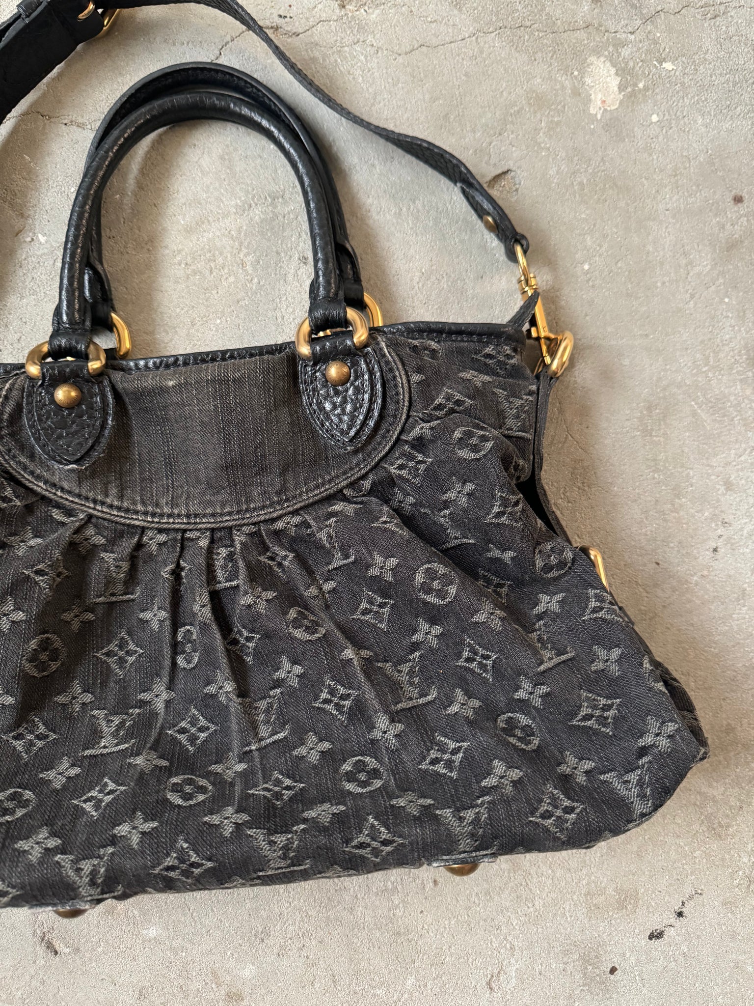 Louis Vuitton Monogram Neo Cabby GM Denim Black Shoulder Bag