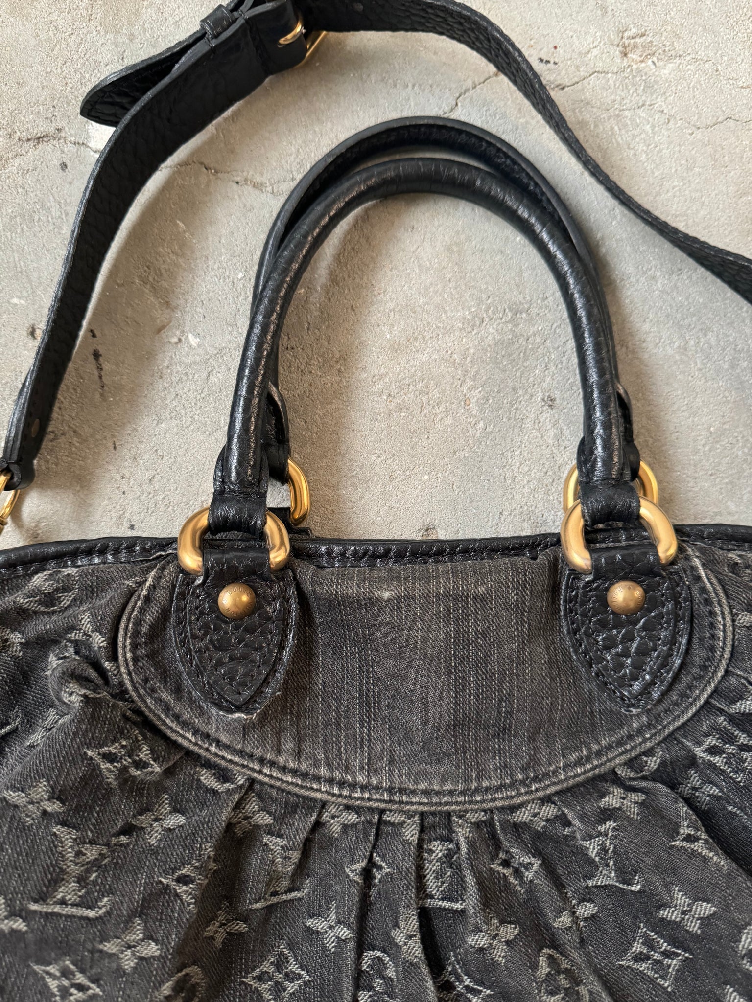 Louis Vuitton Monogram Neo Cabby GM Denim Black Shoulder Bag