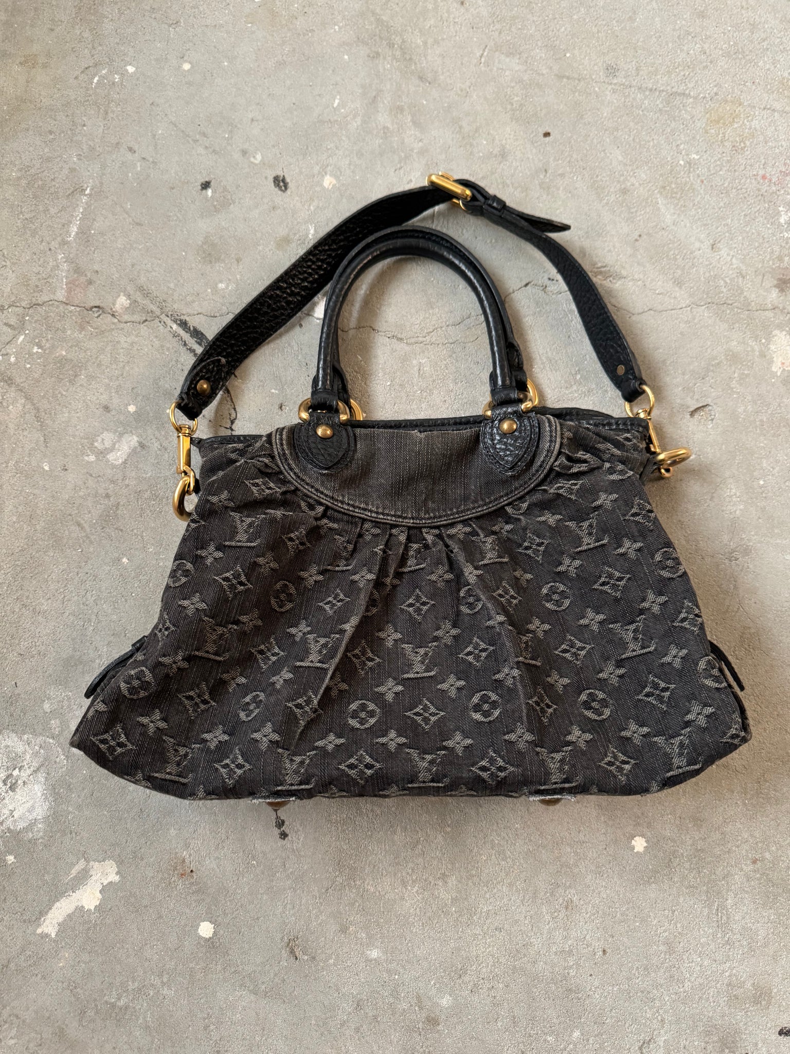 Louis Vuitton Monogram Neo Cabby GM Denim Black Shoulder Bag