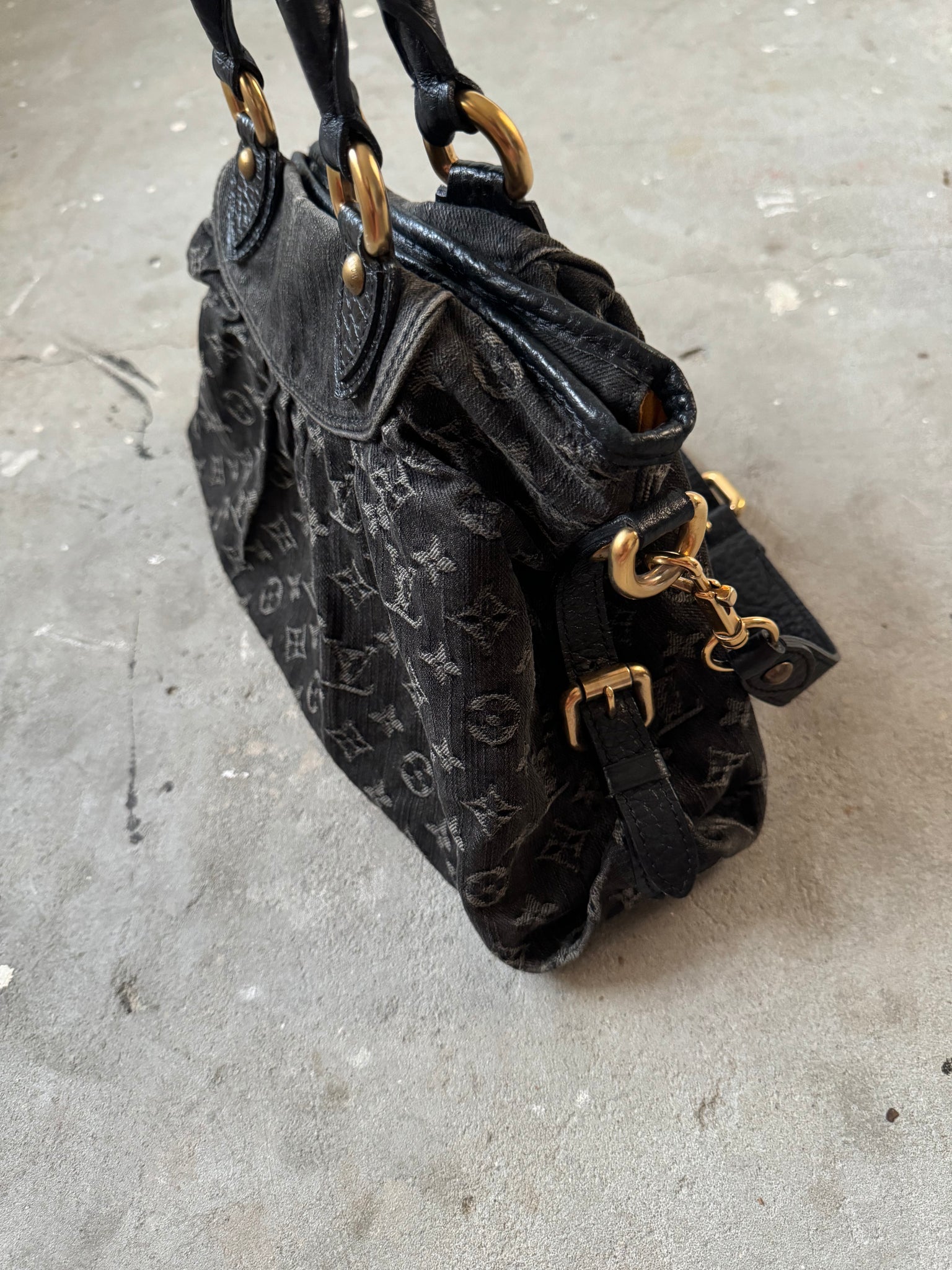 Louis Vuitton Monogram Neo Cabby GM Denim Black Shoulder Bag