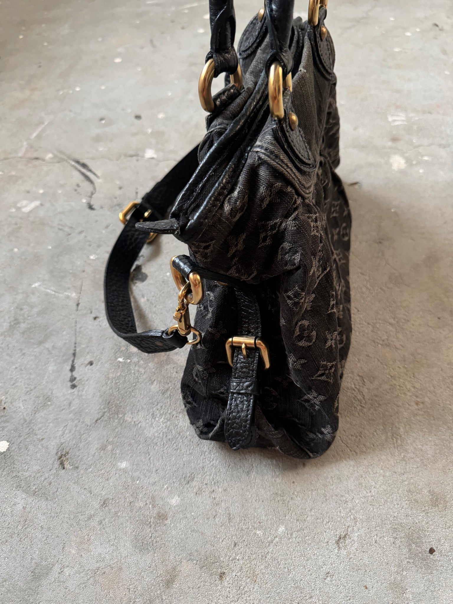 Louis Vuitton Monogram Neo Cabby GM Denim Black Shoulder Bag