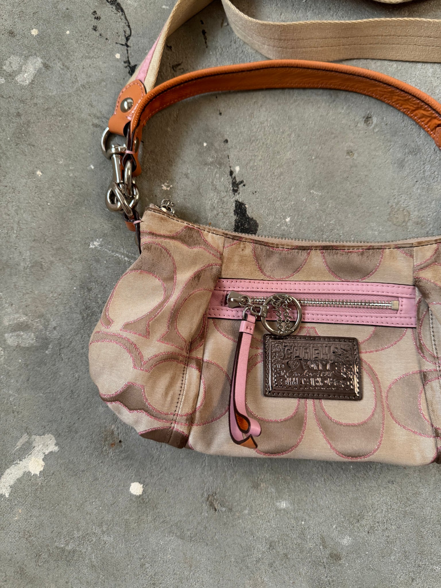 Coach 2Way Signature Poppy Pink Shoulder Bag
