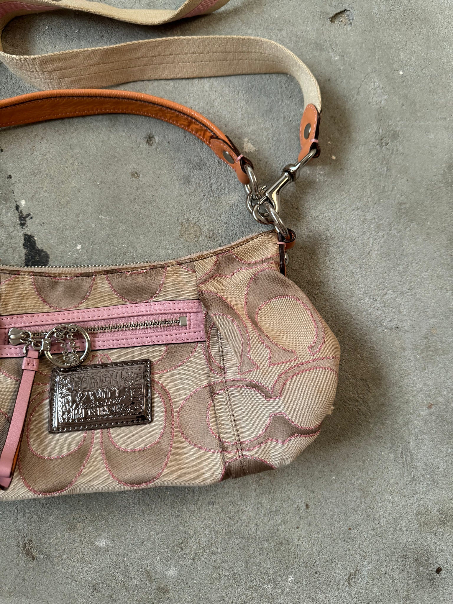 Coach 2Way Signature Poppy Pink Shoulder Bag