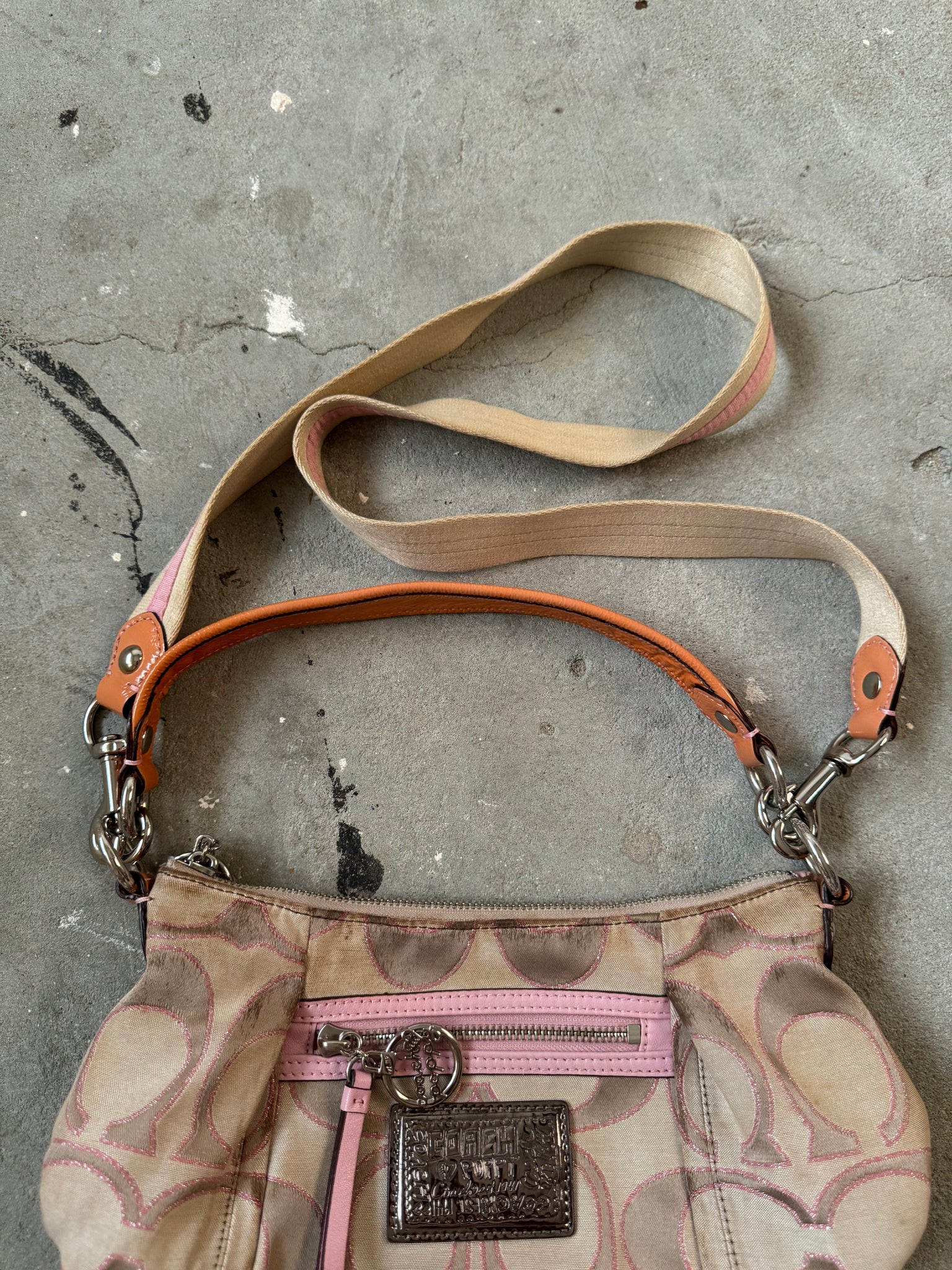 Coach 2Way Signature Poppy Pink Shoulder Bag