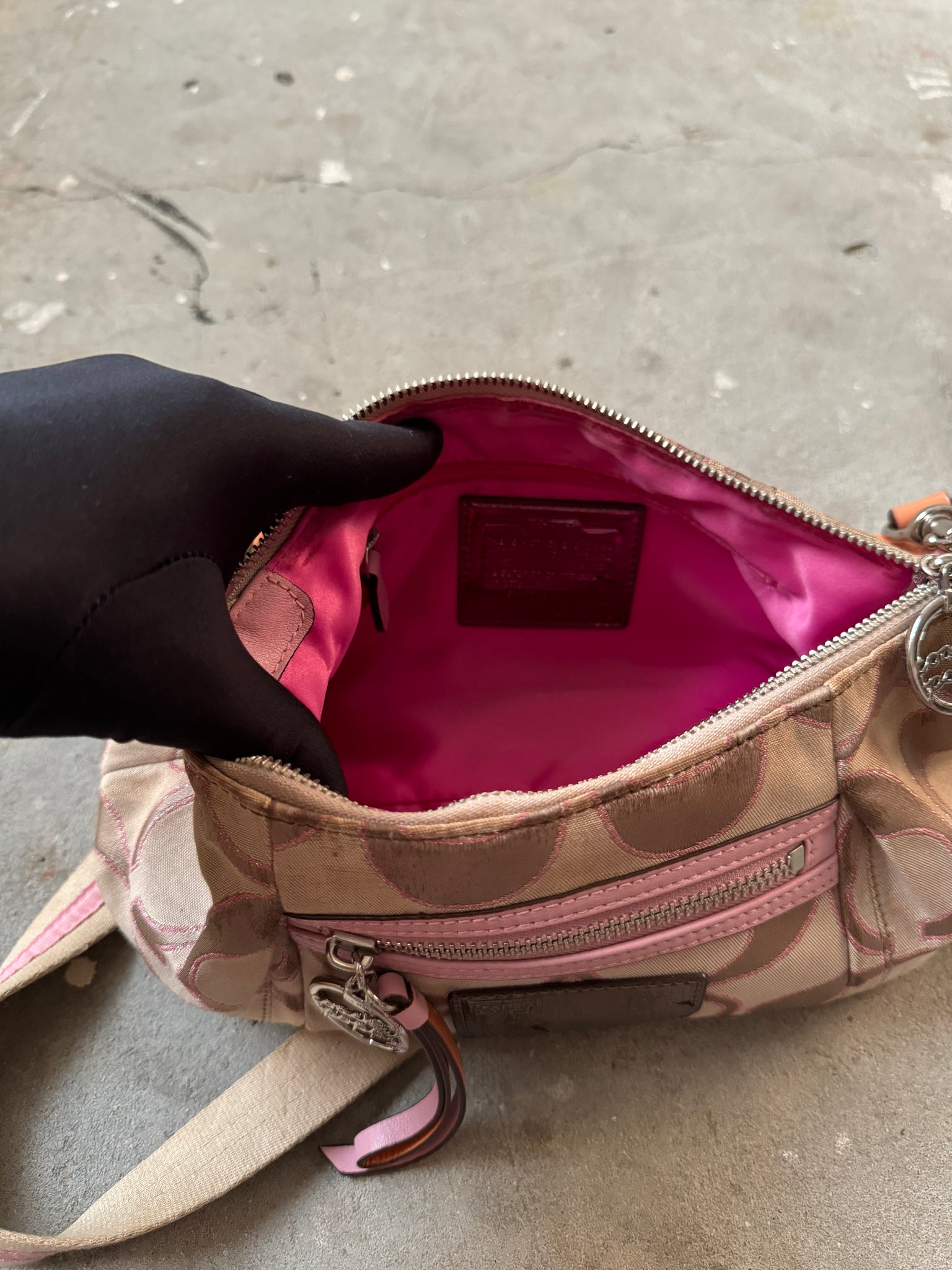 Coach 2Way Signature Poppy Pink Shoulder Bag