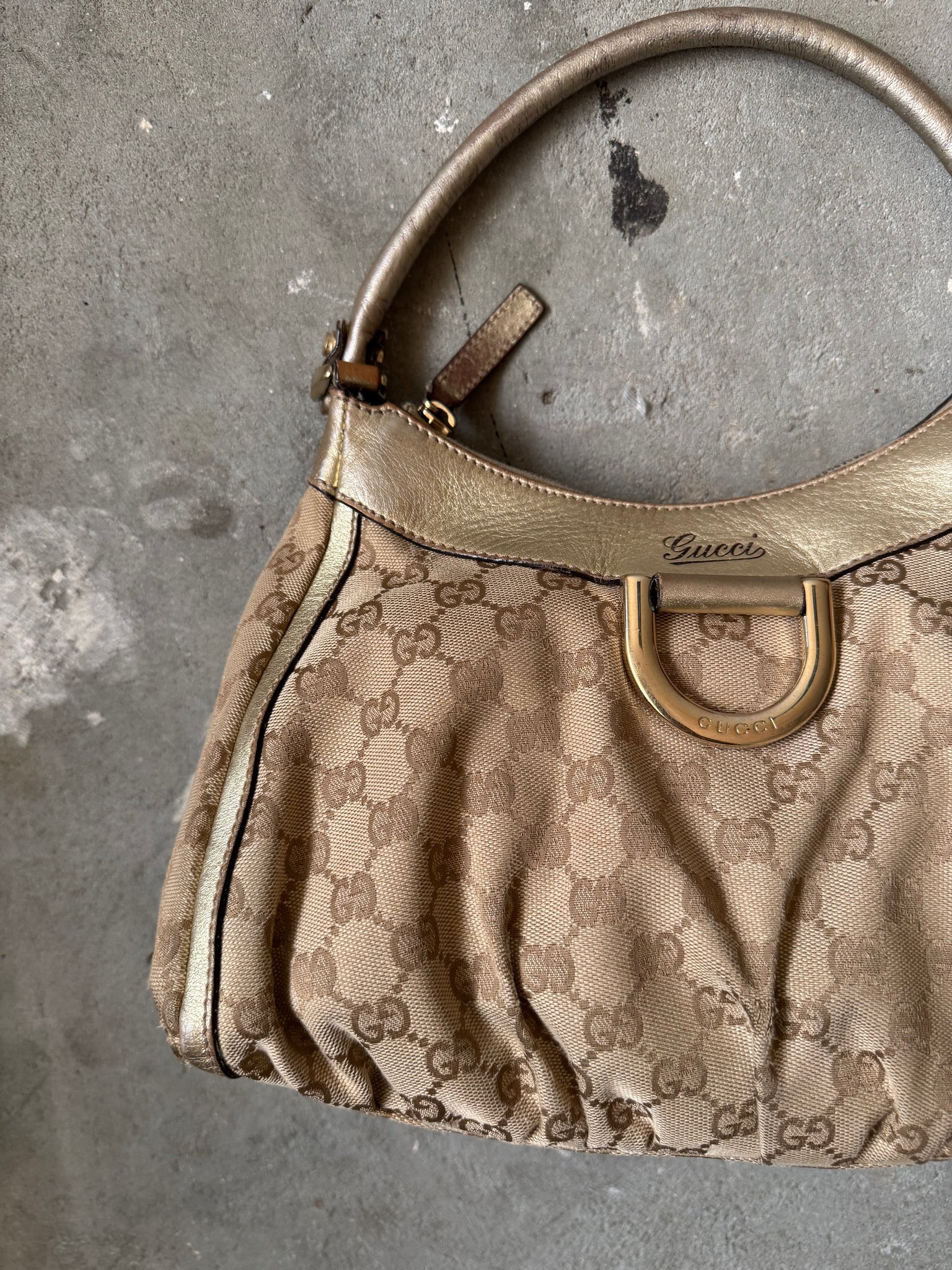 Gucci GG Monogram Abbey Shoulder Bag Beige/Gold