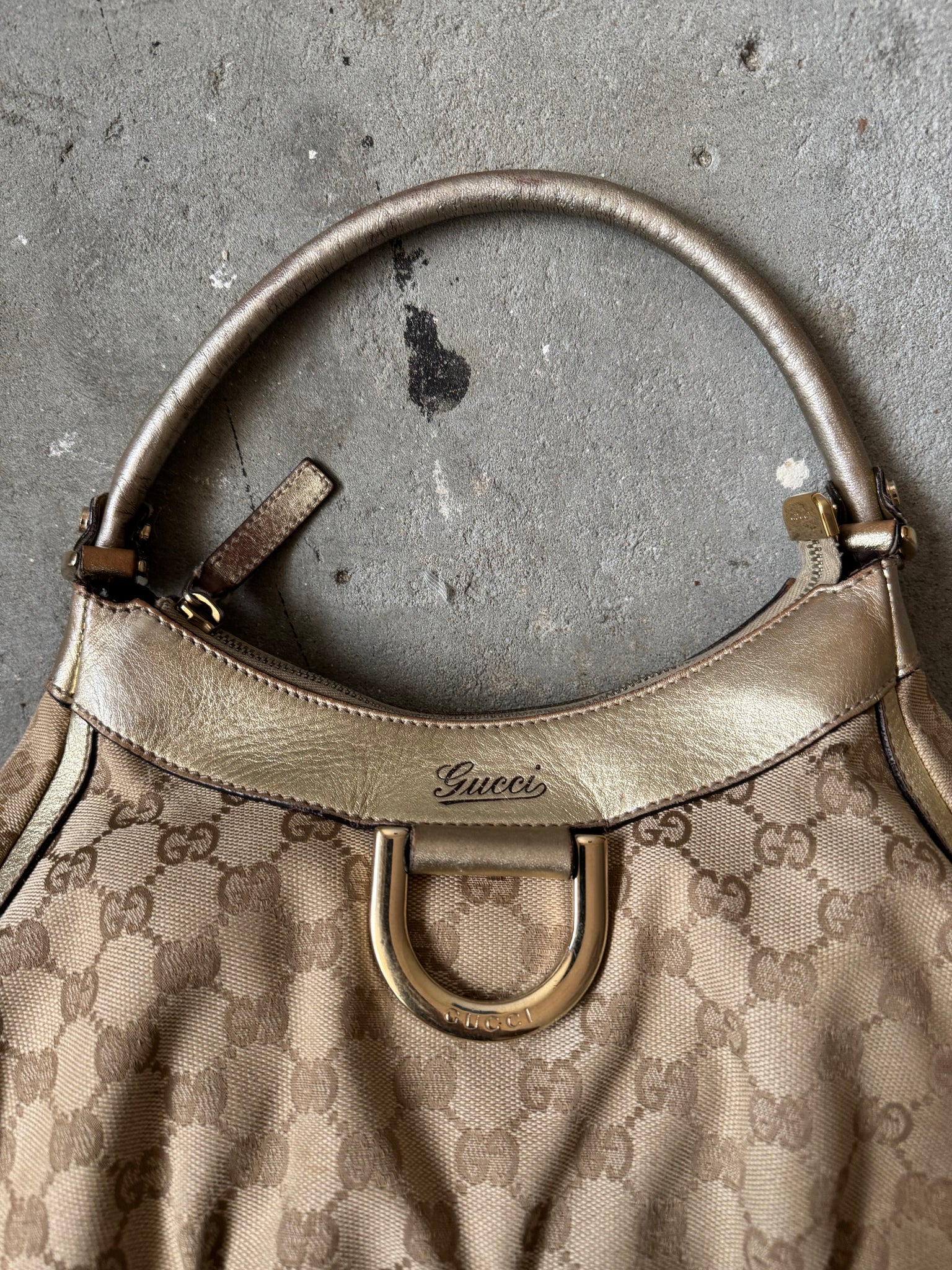 Gucci GG Monogram Abbey Shoulder Bag Beige/Gold