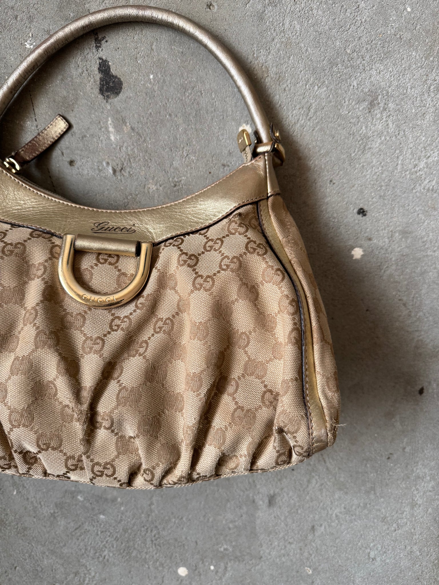 Gucci GG Monogram Abbey Shoulder Bag Beige/Gold