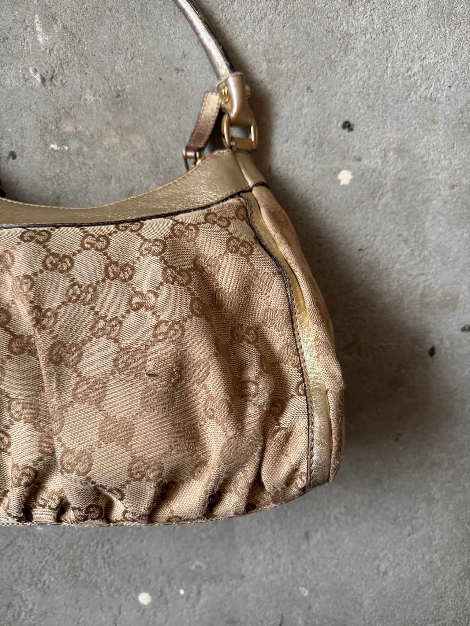 Gucci GG Monogram Abbey Shoulder Bag Beige/Gold