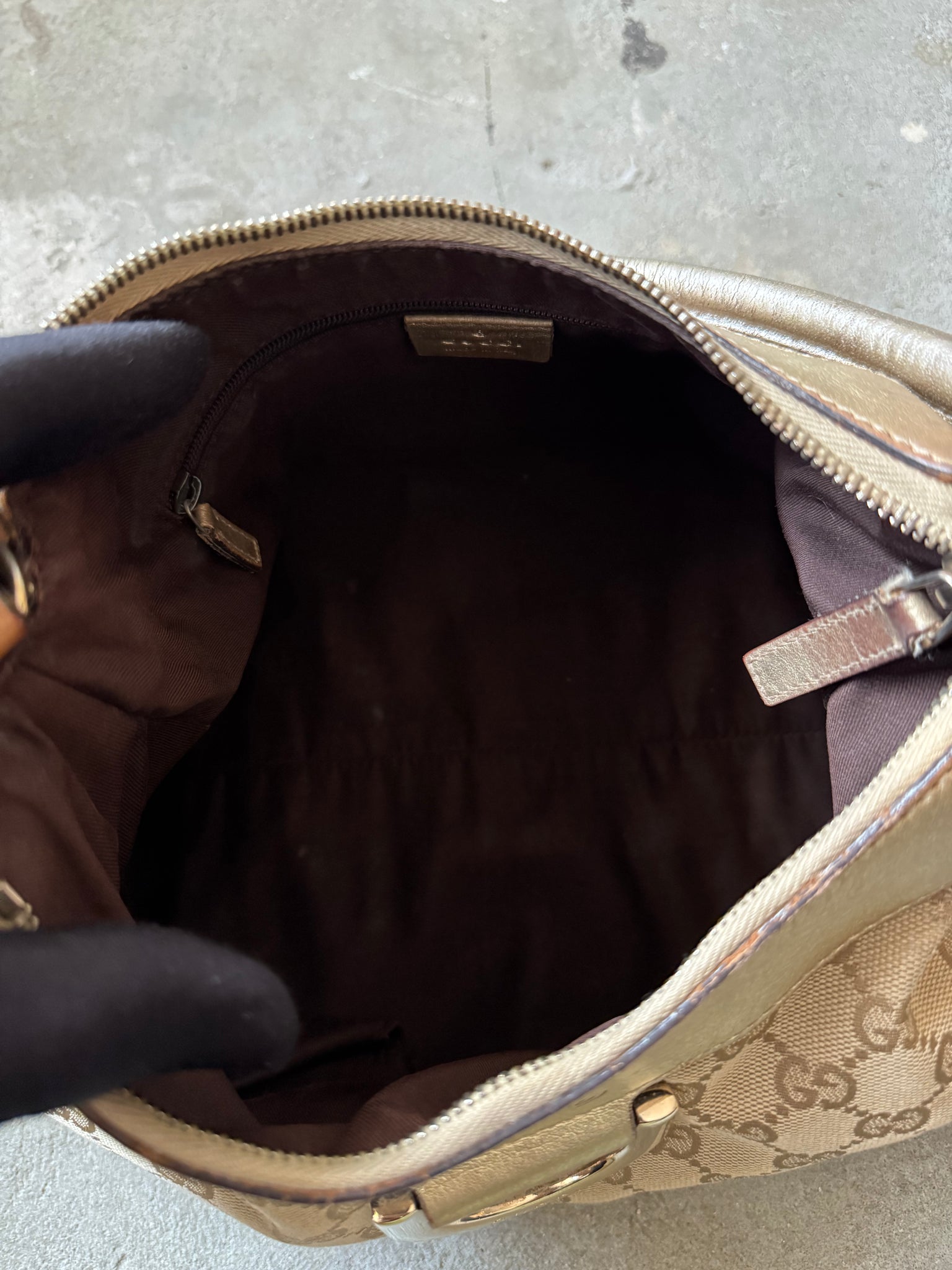 Gucci GG Monogram Abbey Shoulder Bag Beige/Gold
