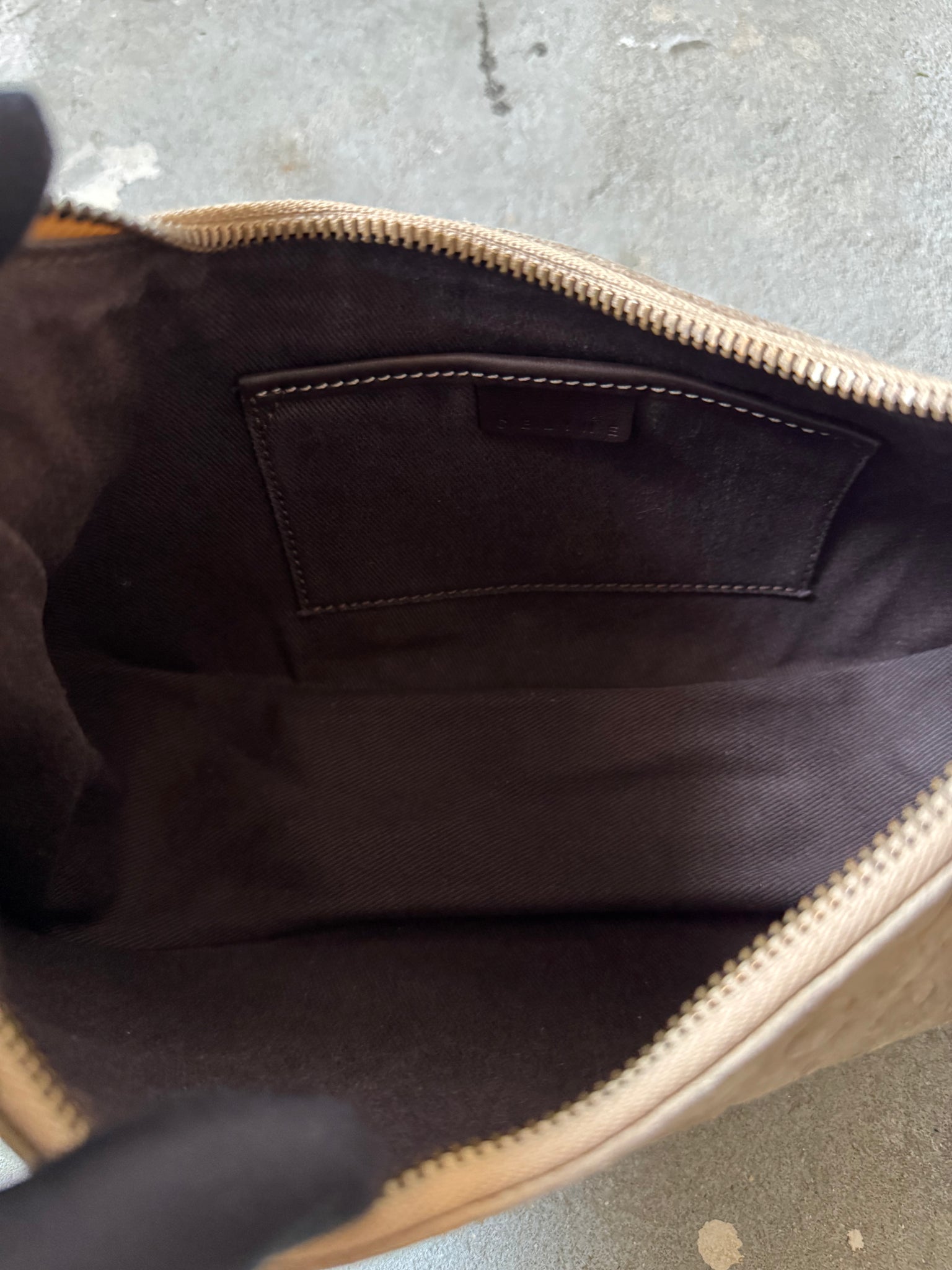 Celine Macadam Suede Ava Shoulder Bag Beige