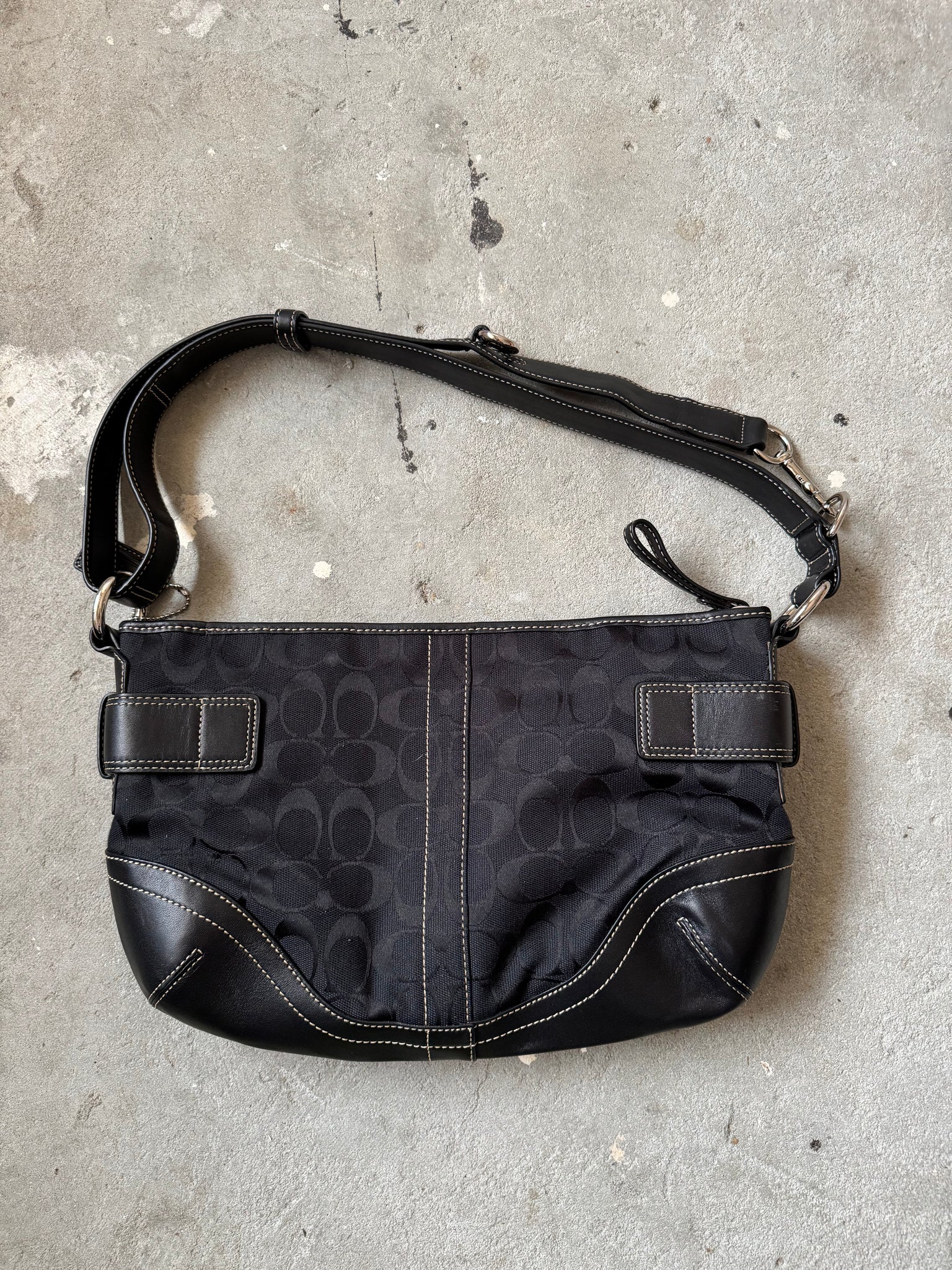 Coach 2Way Signature Sufflette Shoulder Bag Black