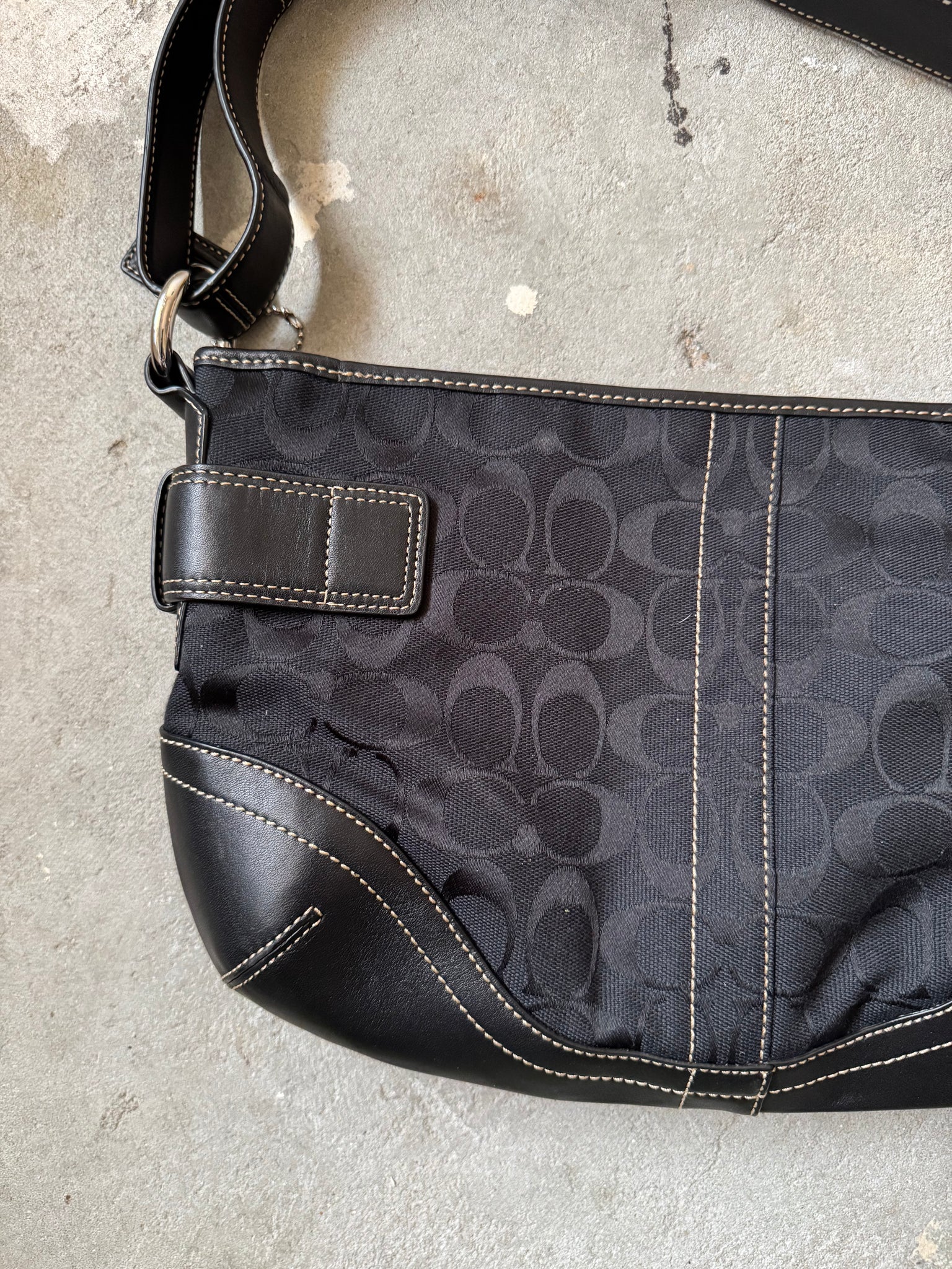Coach 2Way Signature Sufflette Shoulder Bag Black