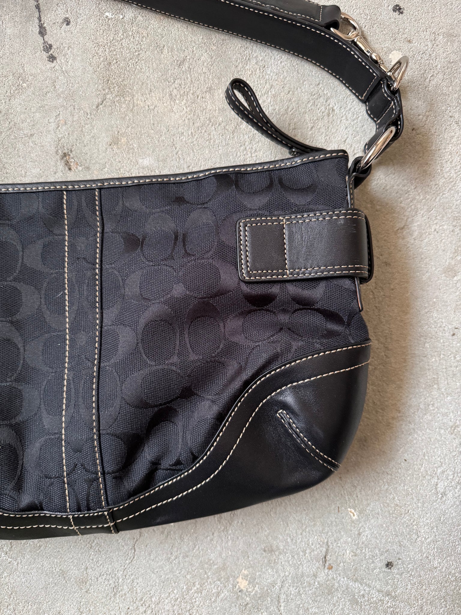 Coach 2Way Signature Sufflette Shoulder Bag Black